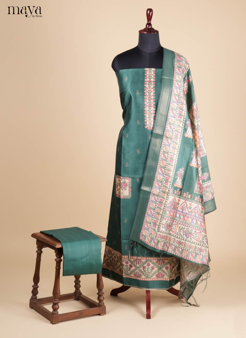 Green-Semi Tussar Salwar Unstitch