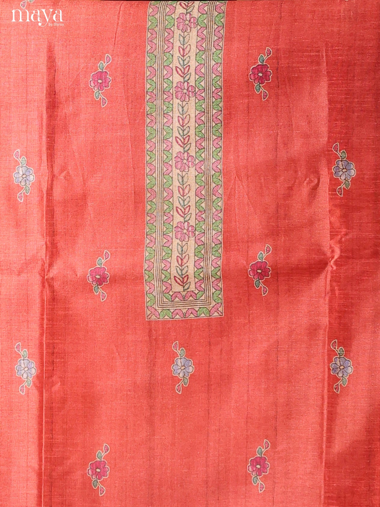 Red -Semi Tussar Salwar Unstitch