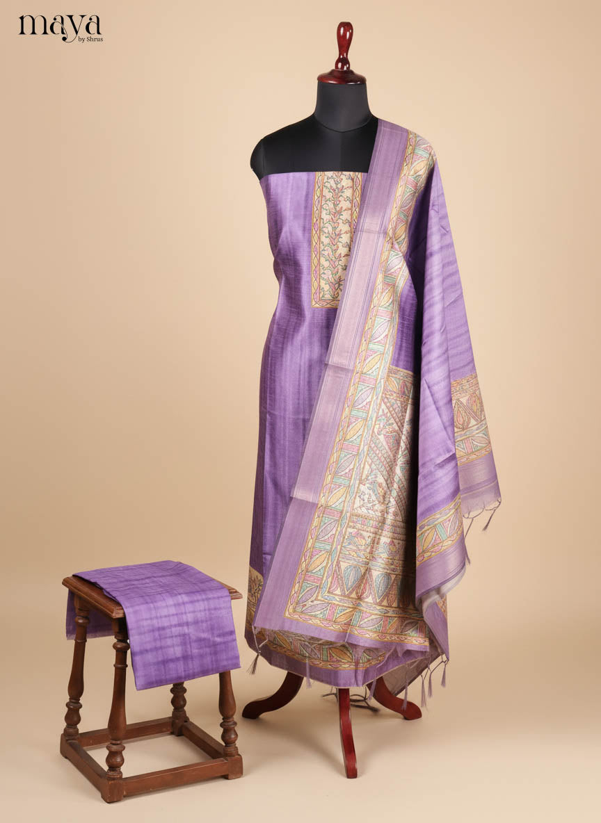 Purple -Semi Tussar Salwar Unstitch