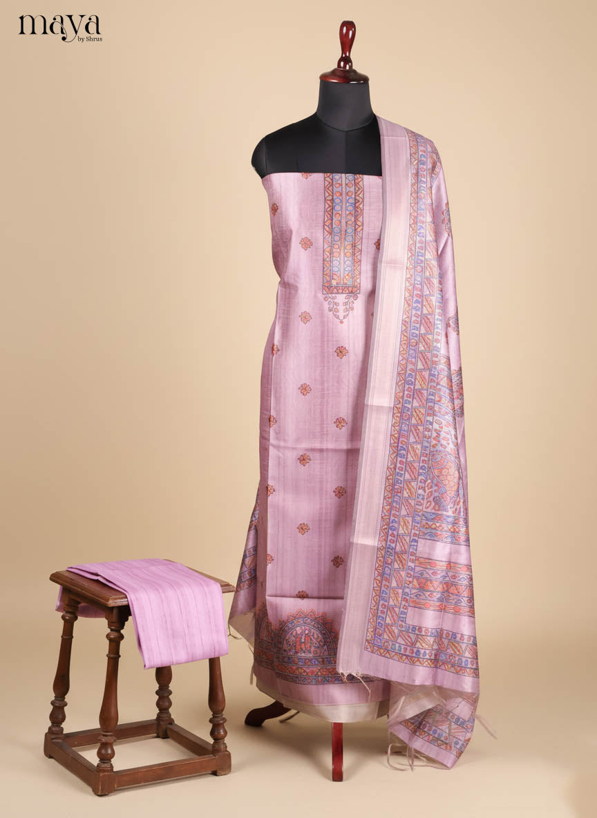 Lavender-Semi Tussar Salwar Unstitch