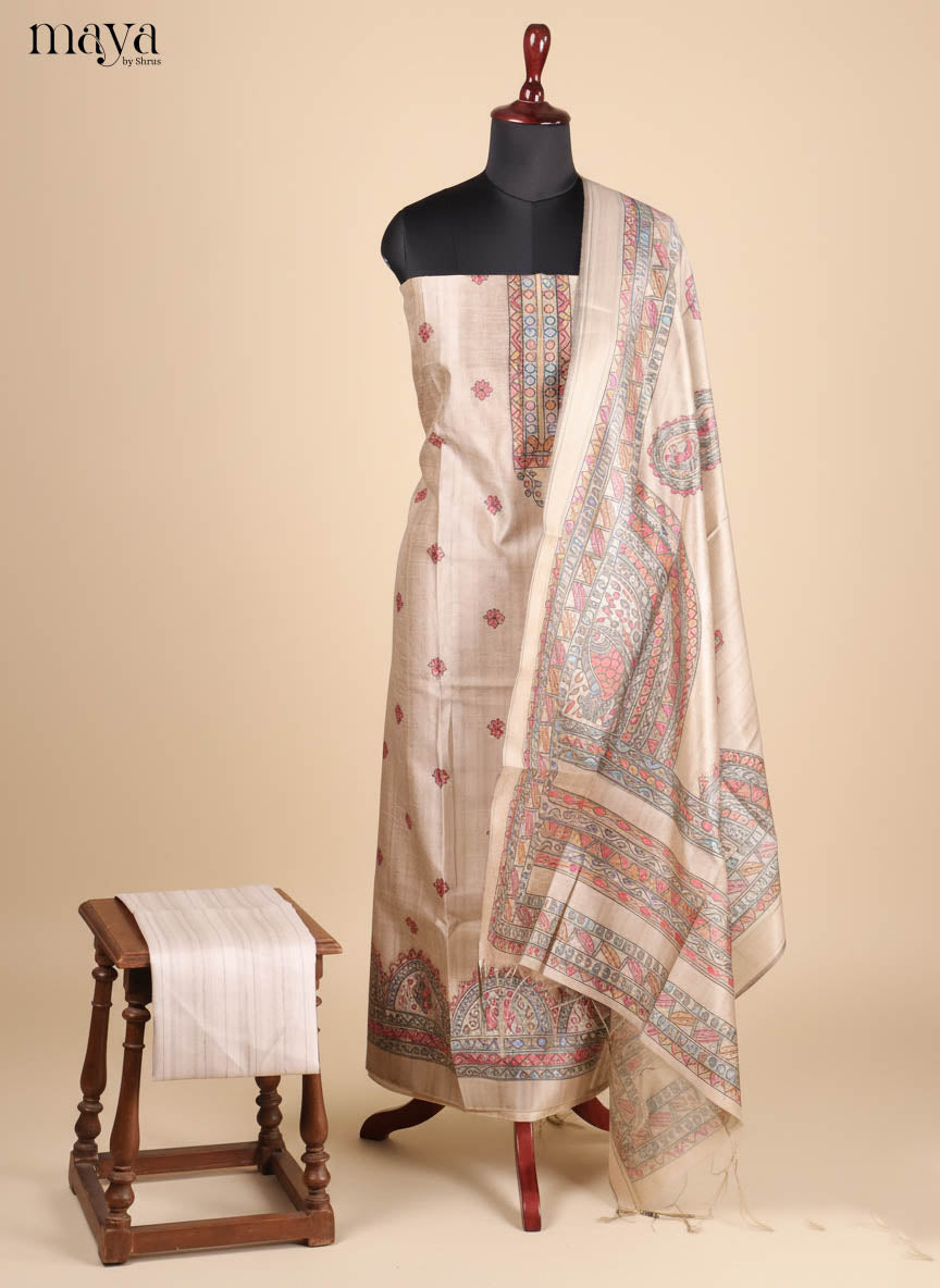 Grey-Semi Tussar Salwar Unstitch