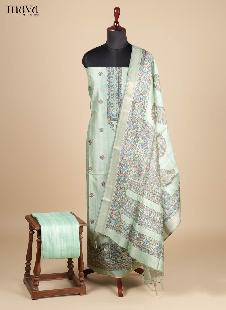 Ice Green-Semi Tussar Salwar Unstitch