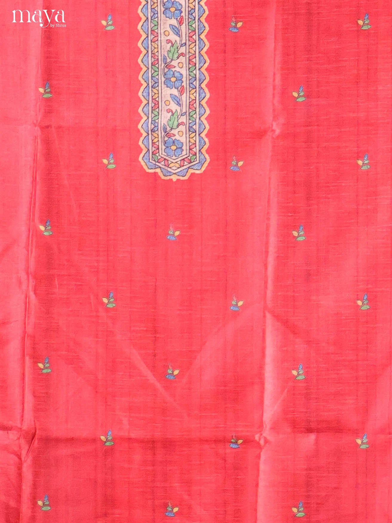 Red-Semi Tussar Salwar Unstitch