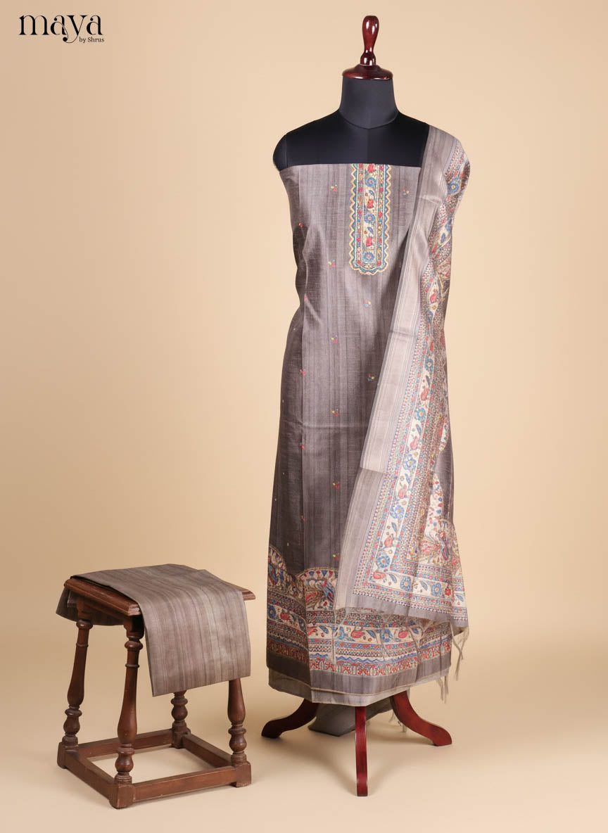 Grey -Semi Tussar Salwar Unstitch