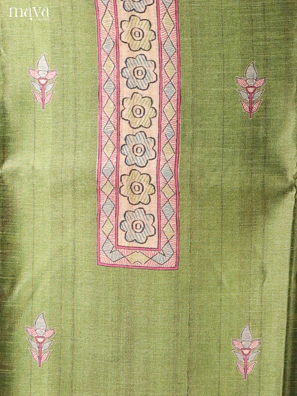 Green -Semi Tussar Salwar Unstitch