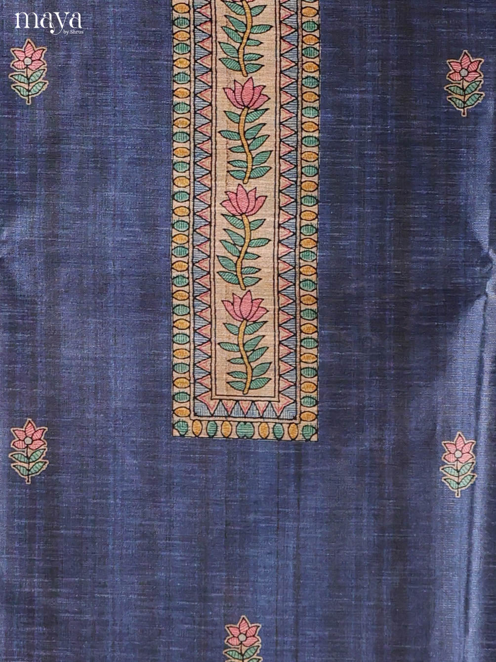 Blue-Semi Tussar Salwar Unstitch