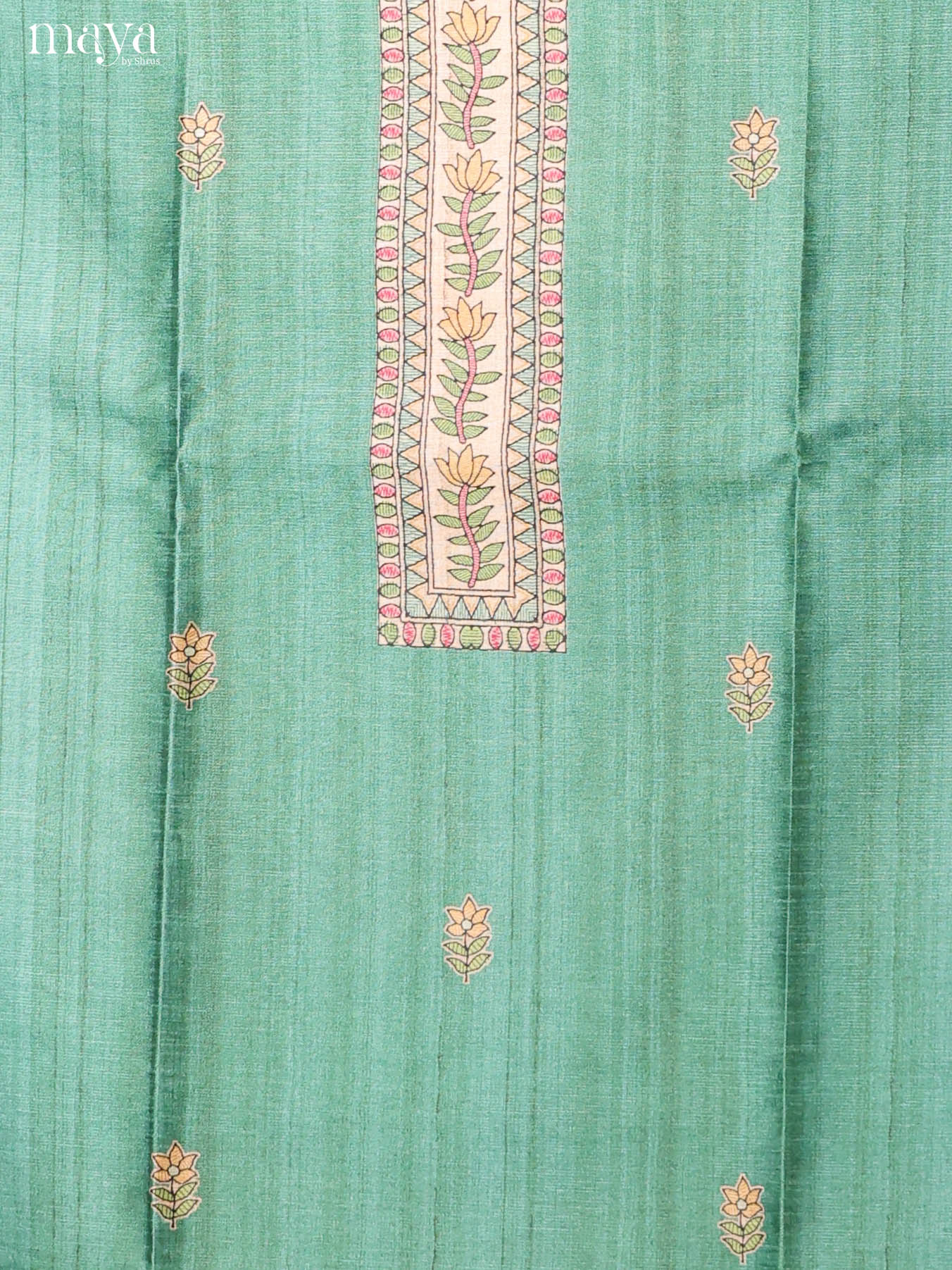 Green -Semi Tussar Salwar Unstitch