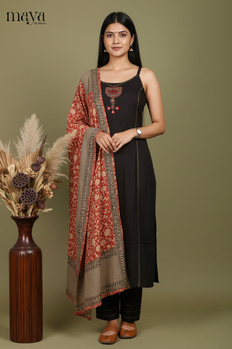 Black & Red-Readymade 3 Piece