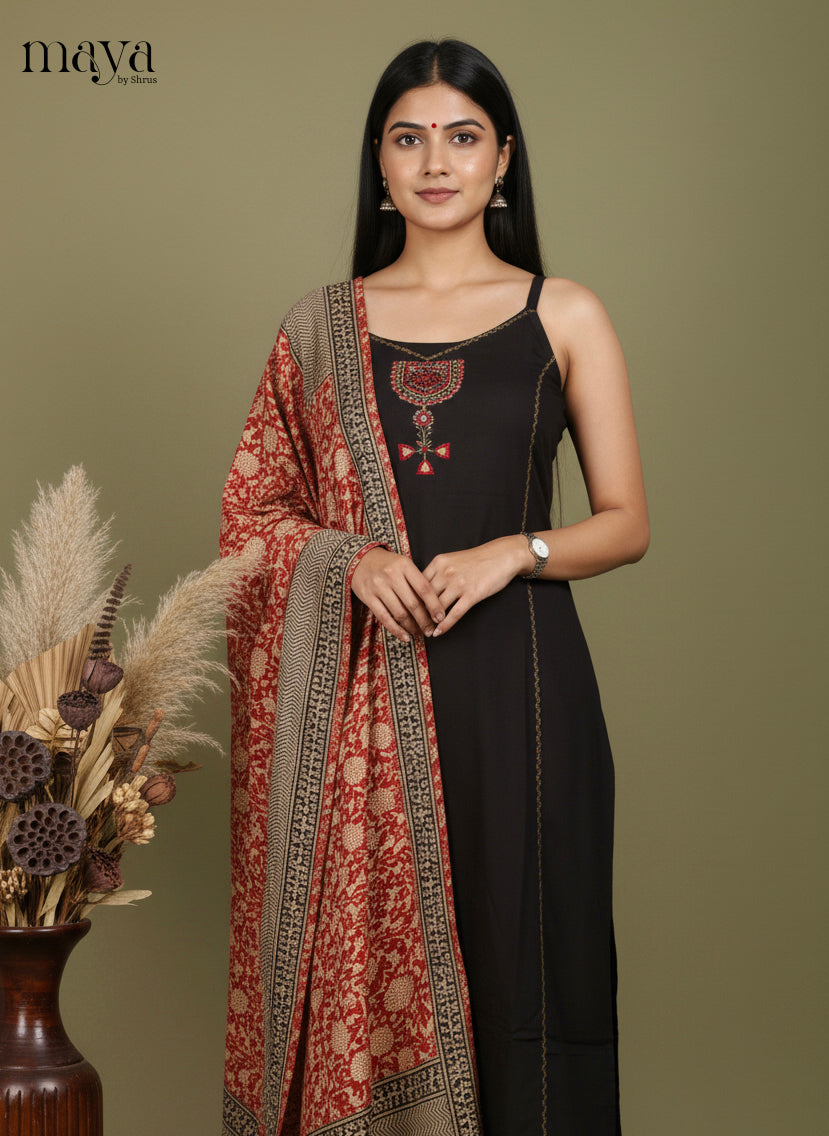 Black & Red-Readymade 3 Piece