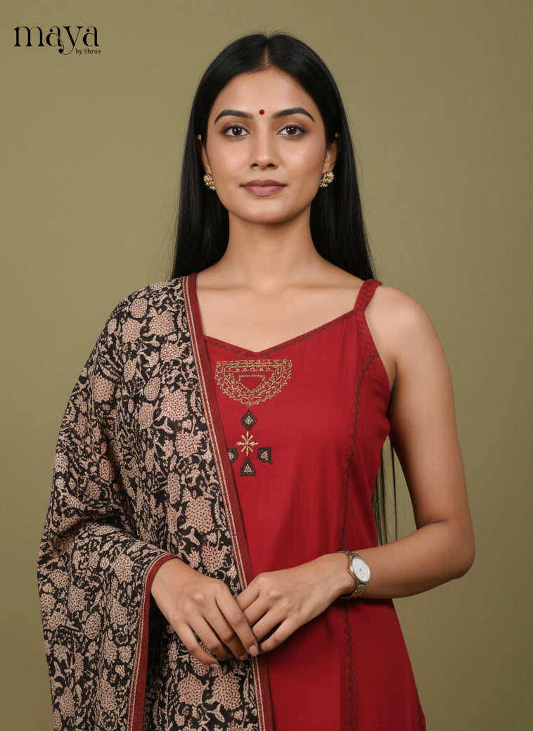 Red & Black-Readymade 3 Piece