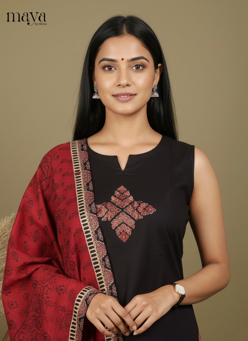 Black & Red-Readymade 3 Piece