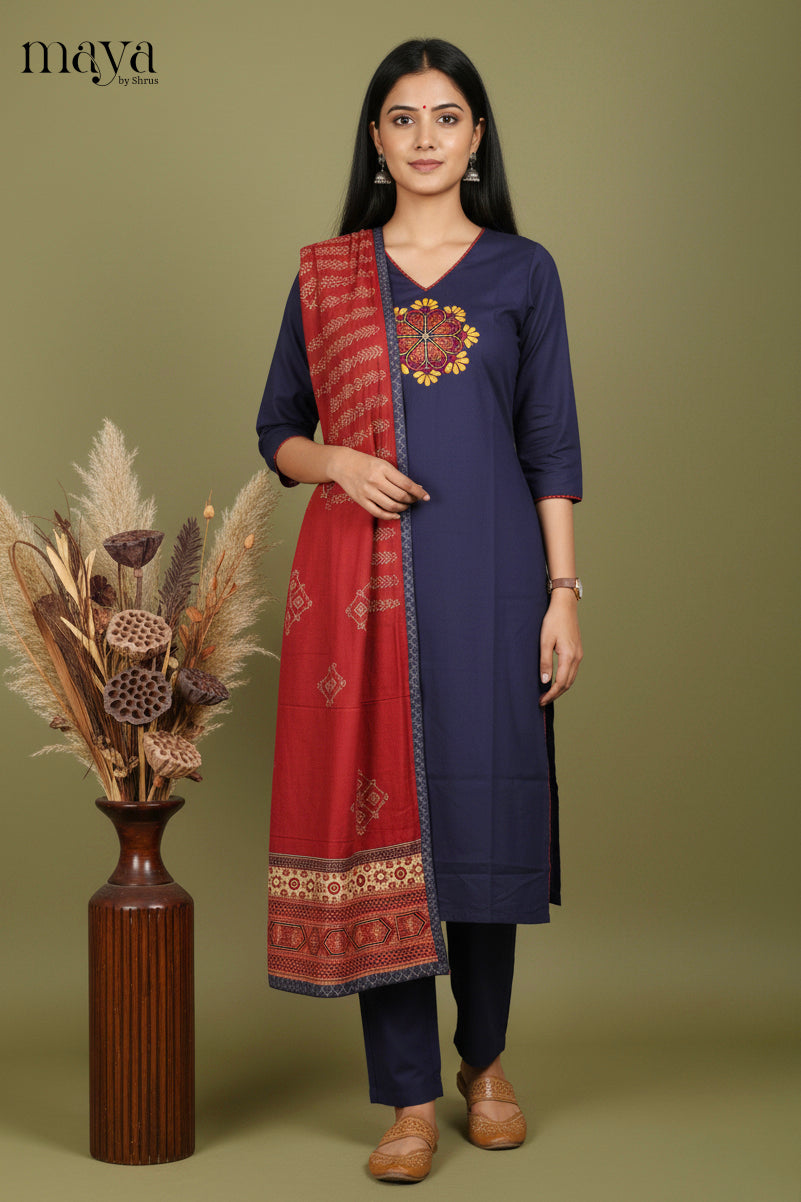 Blue & Red-Readymade 3 Piece