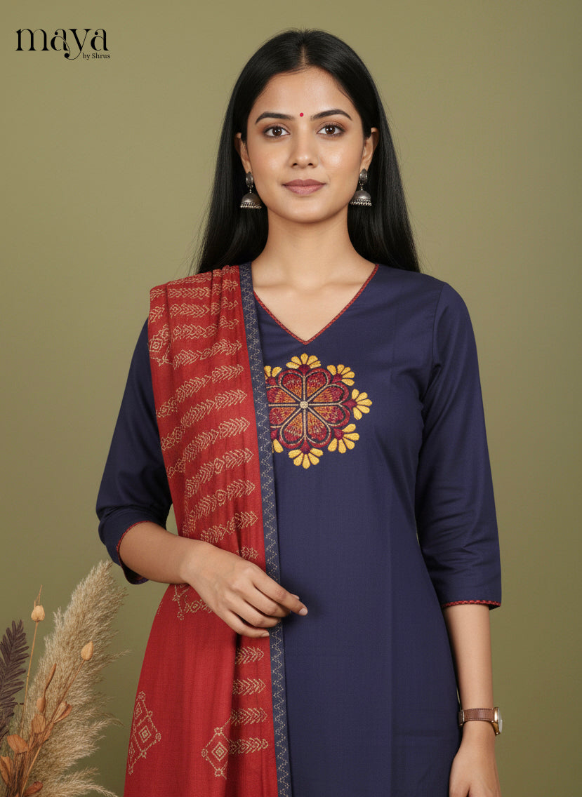 Blue & Red-Readymade 3 Piece