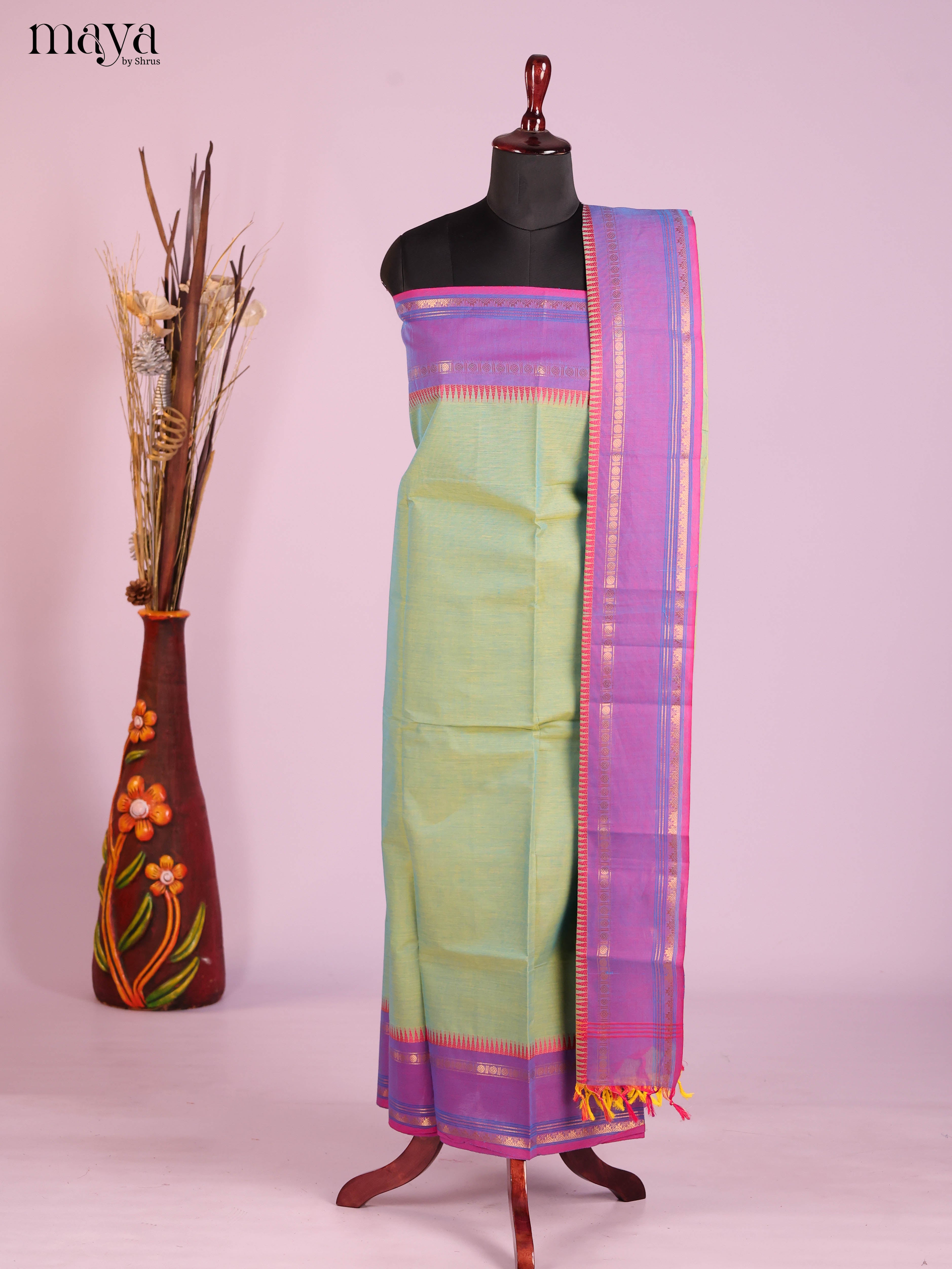 Green & Purple -chettinad top & dupatta combo
