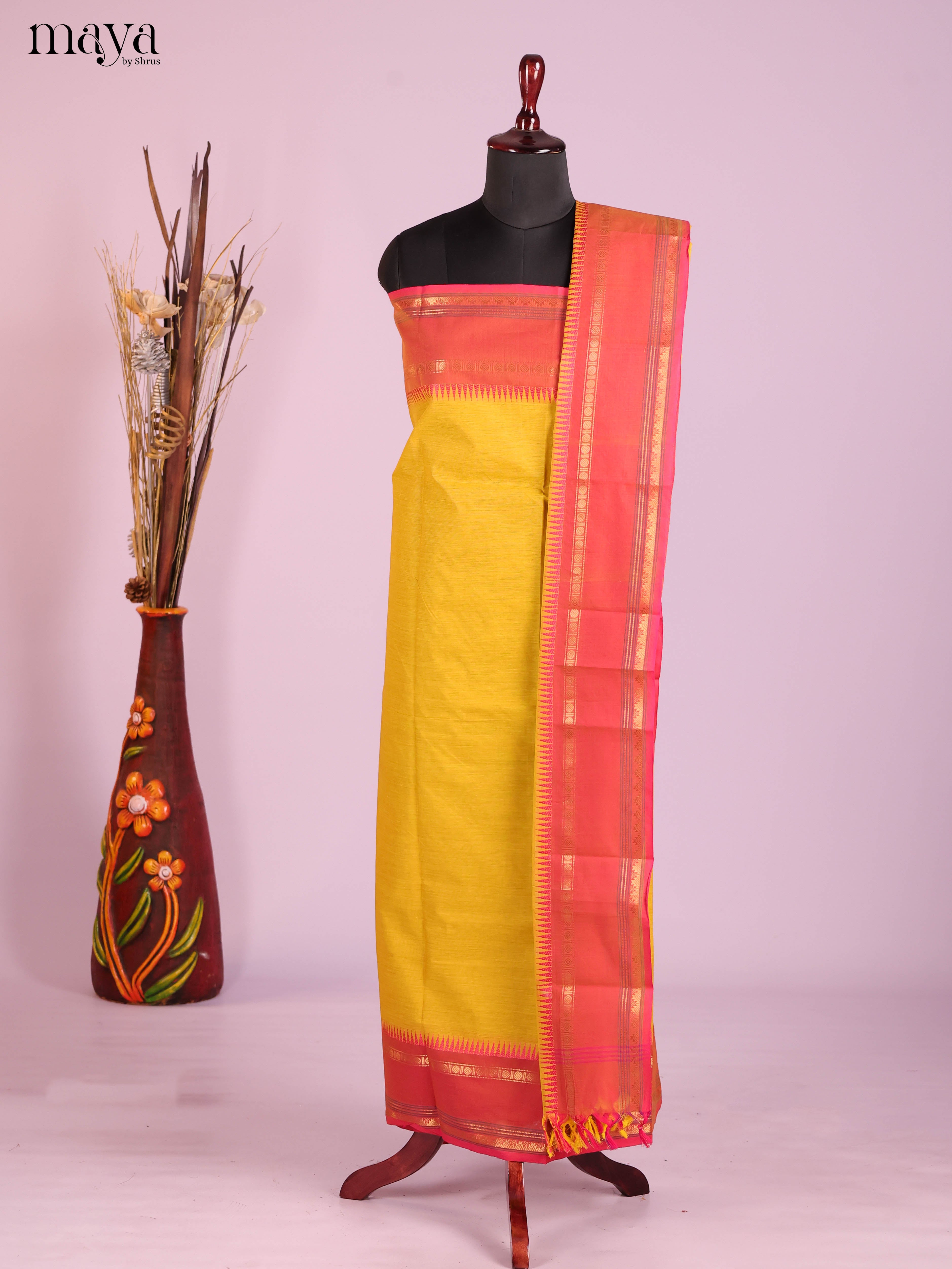 Yellow & Orange-chettinad top & dupatta combo