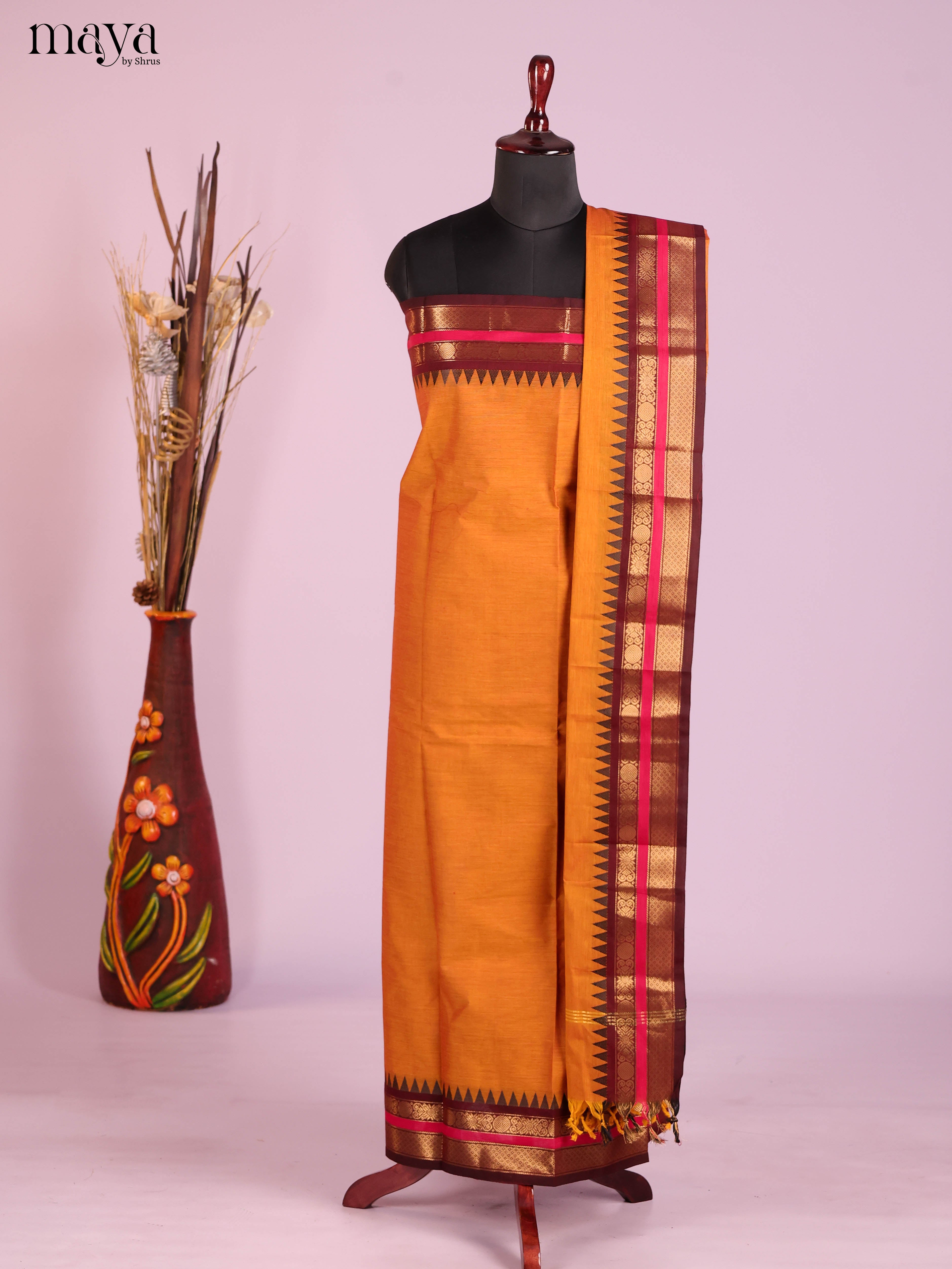 Mustard & Maroon-chettinad top & dupatta combo