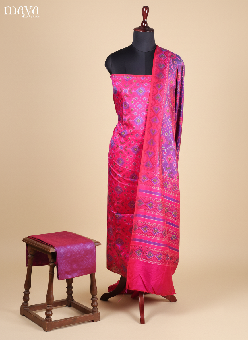 Pink & Purple-Semi patola salwar unstitch