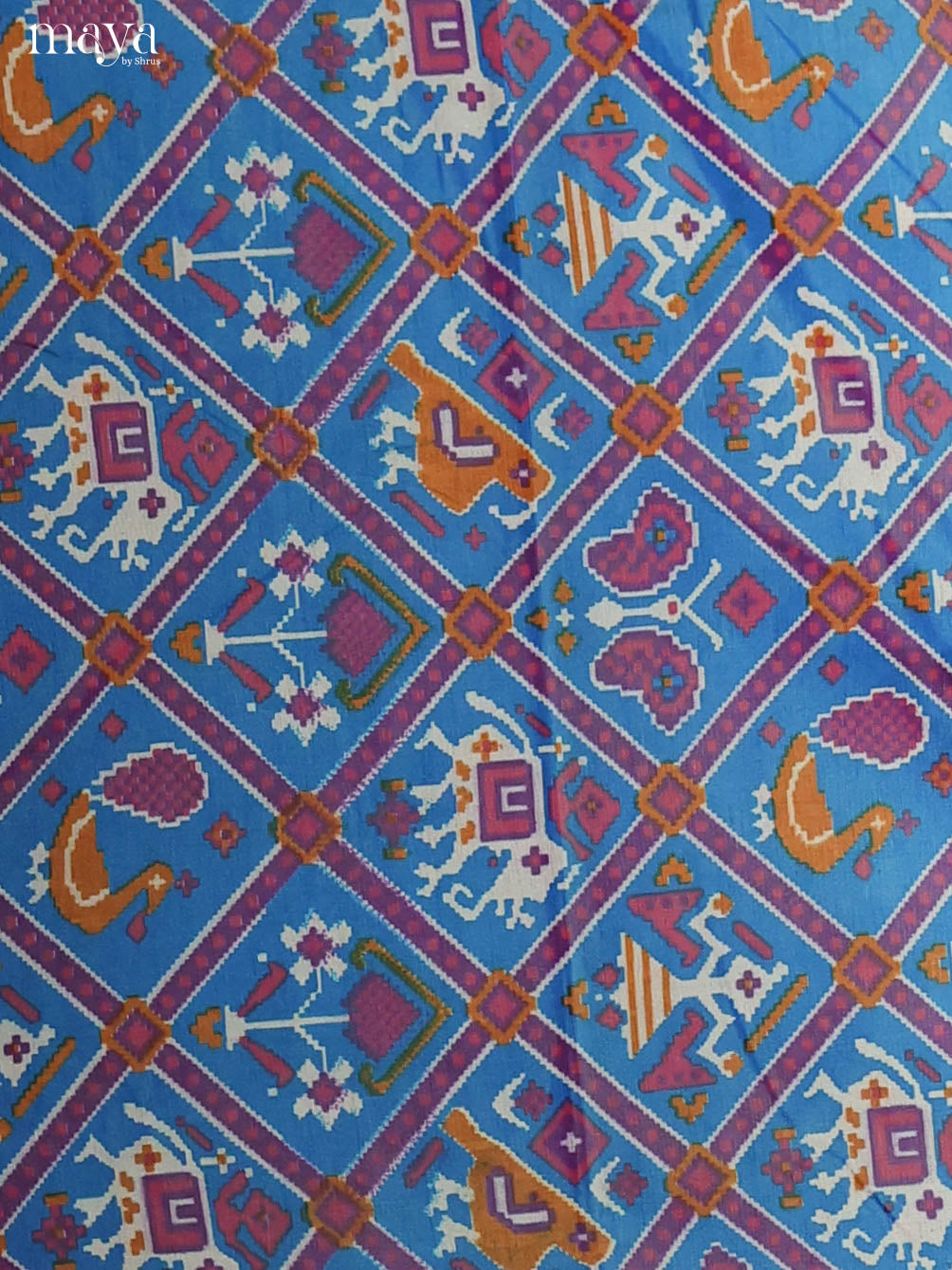 Blue & Purple-Semi patola salwar unstitch