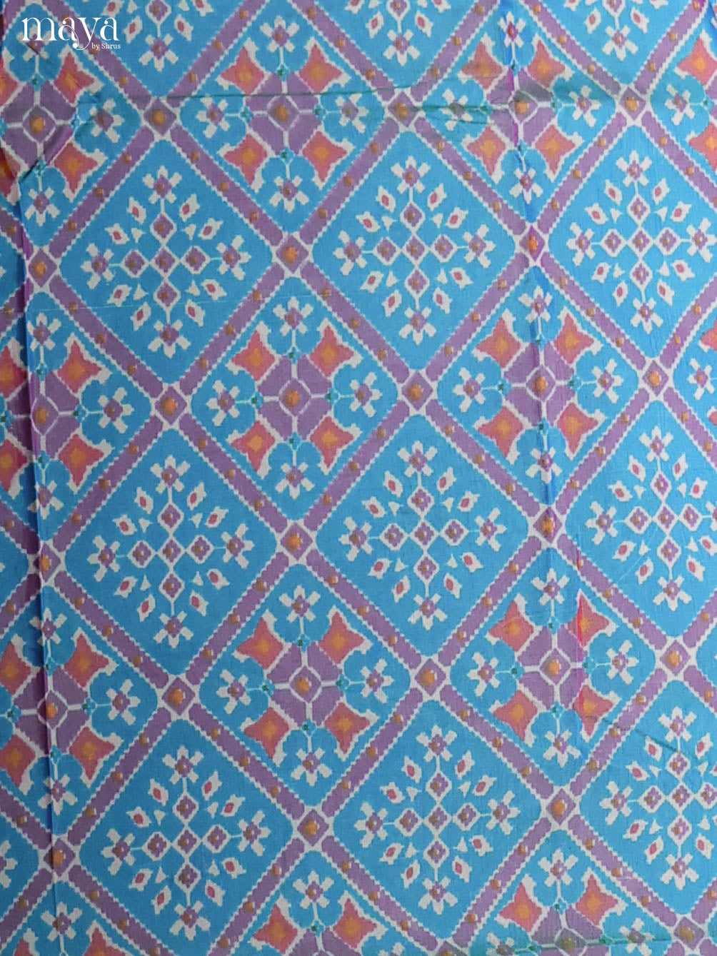 Exquisite Blue Semi Patola Salwar Suit Material With Floral Pattern