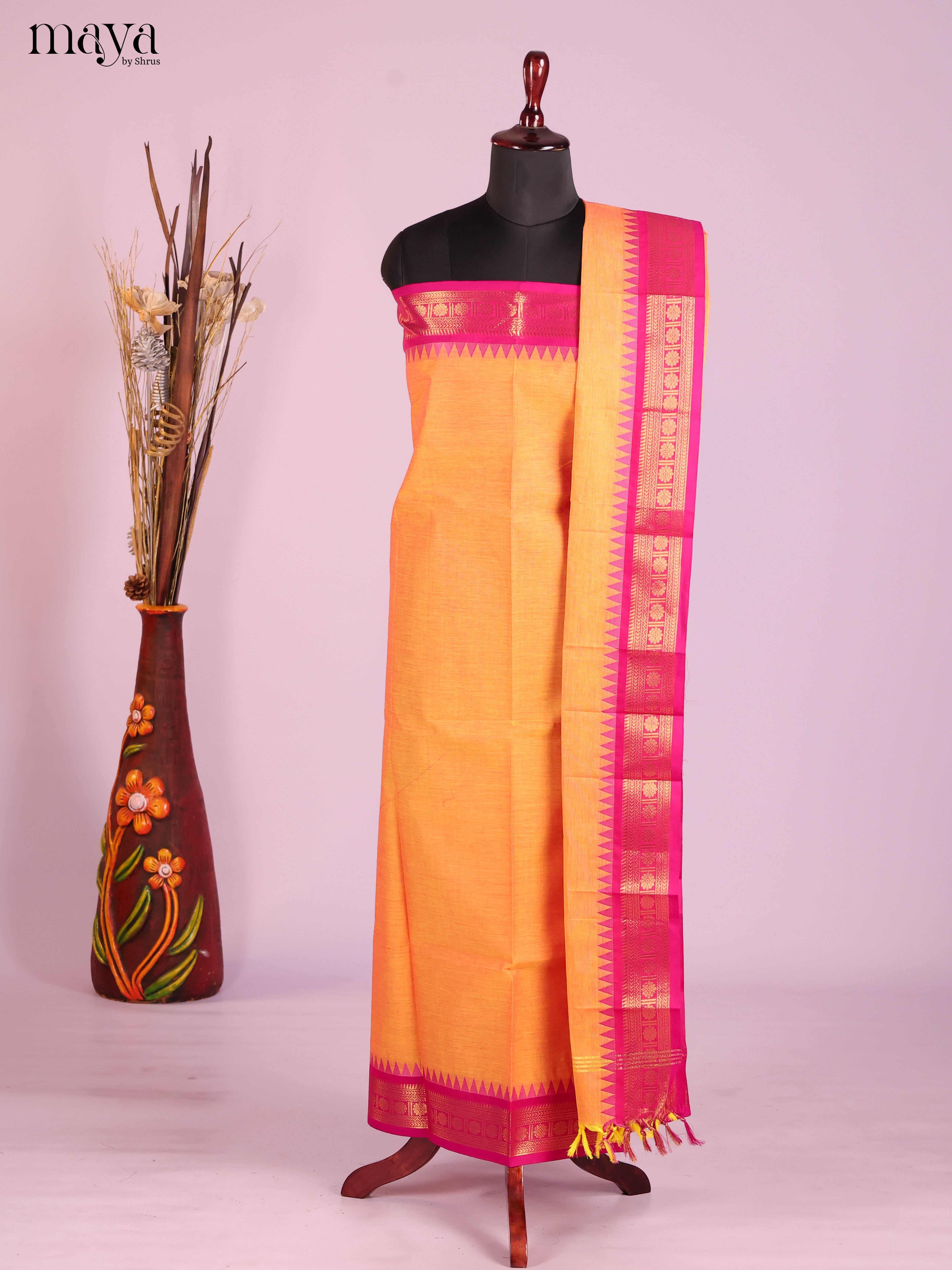 Orange & Pink-chettinad top & dupatta combo