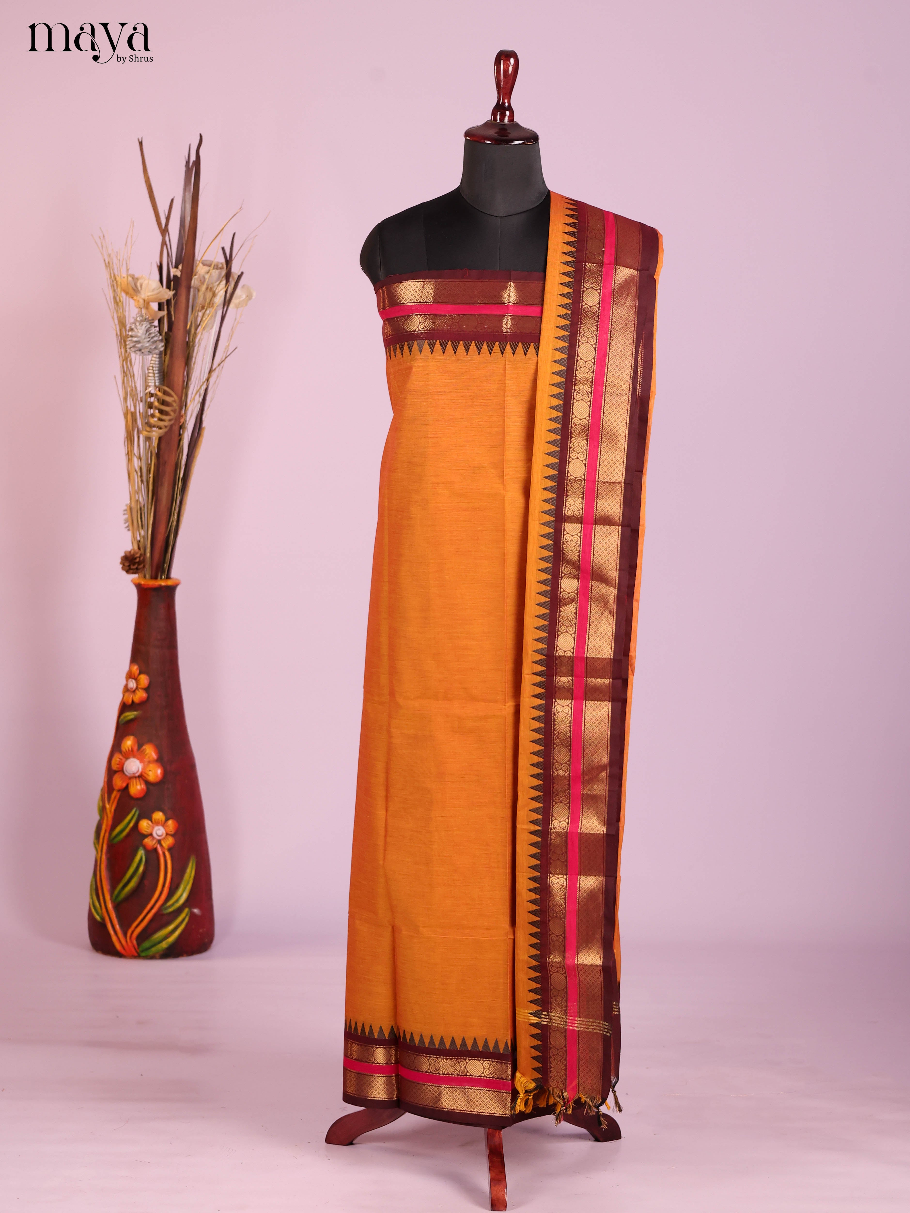 Mustard & Maroon-chettinad top & dupatta combo