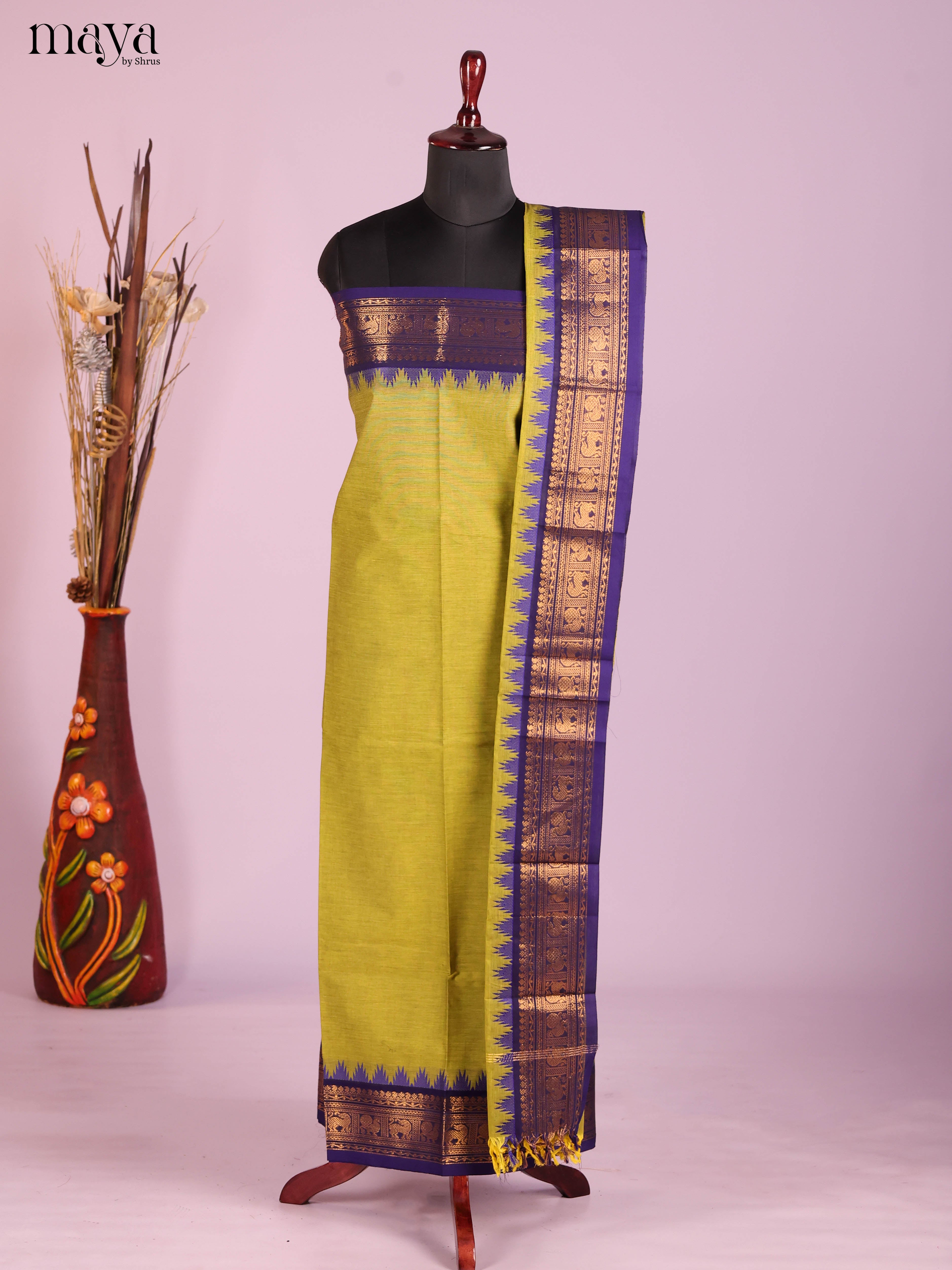 Green & Blue-chettinad top & dupatta combo