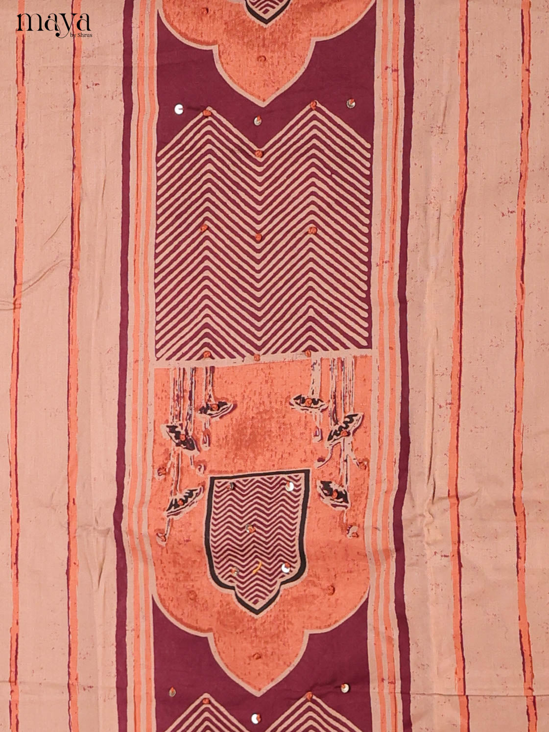 Beige & Maroon-Ajrakh Salwar Unstitch