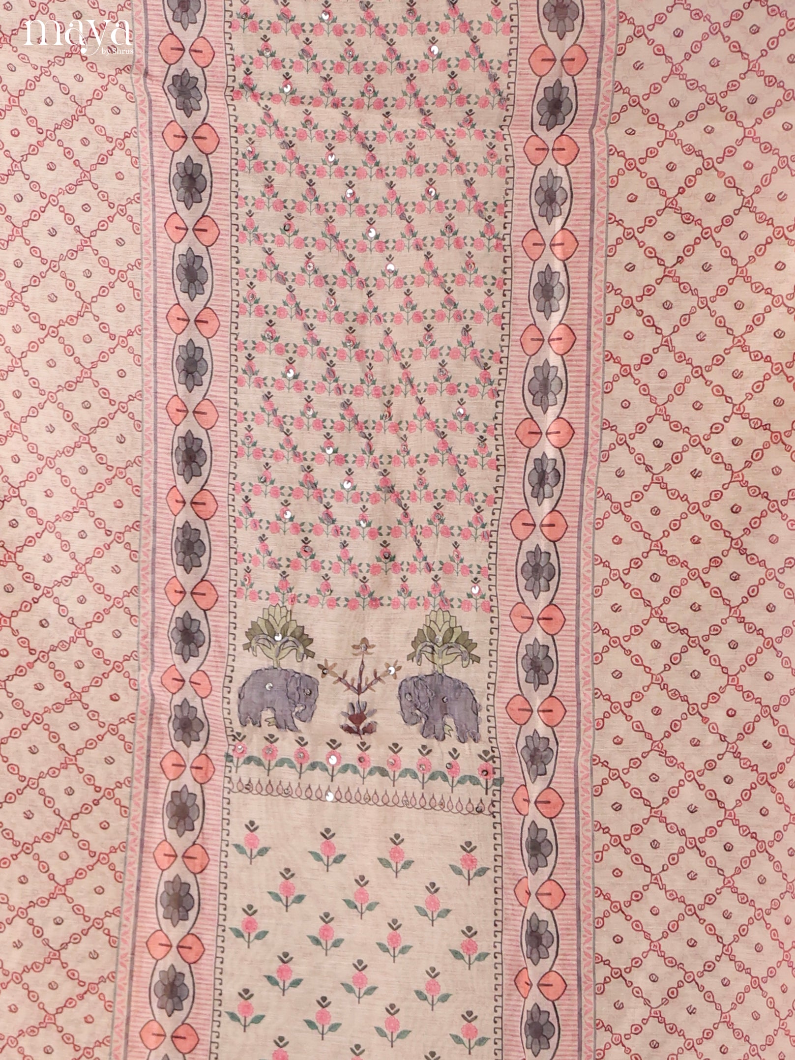 Cream-Chanderi salwar Unstitch