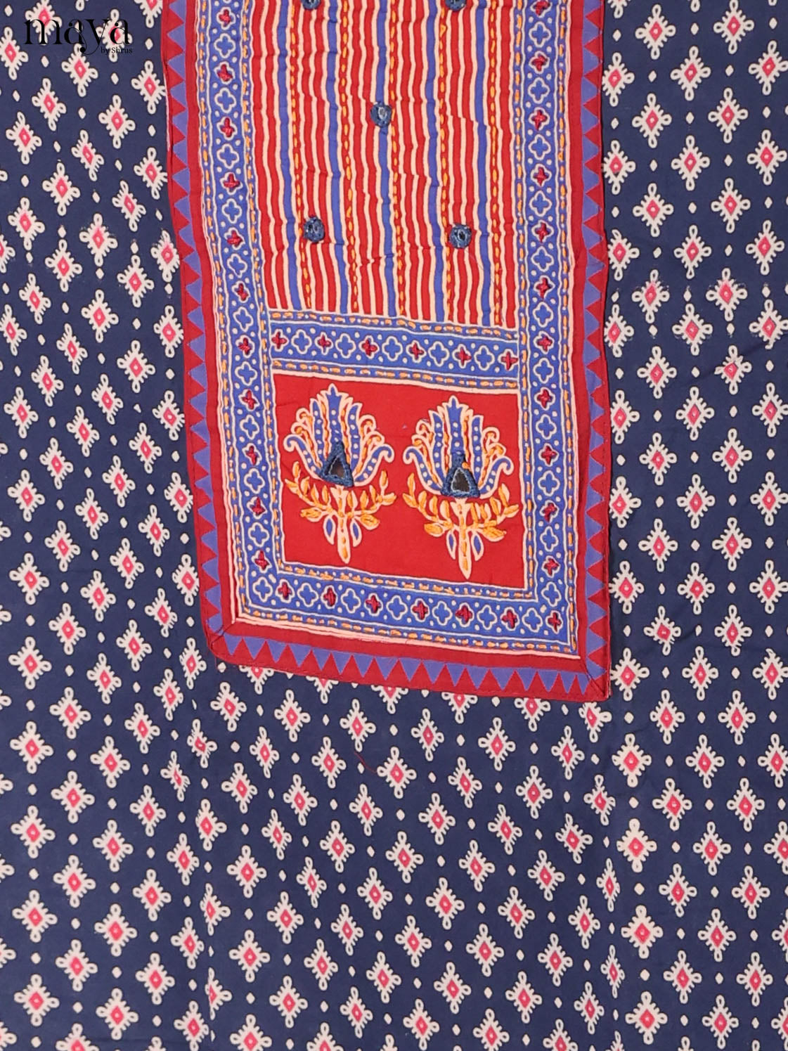 Blue & Red -Ajrakh Salwar Unstitch