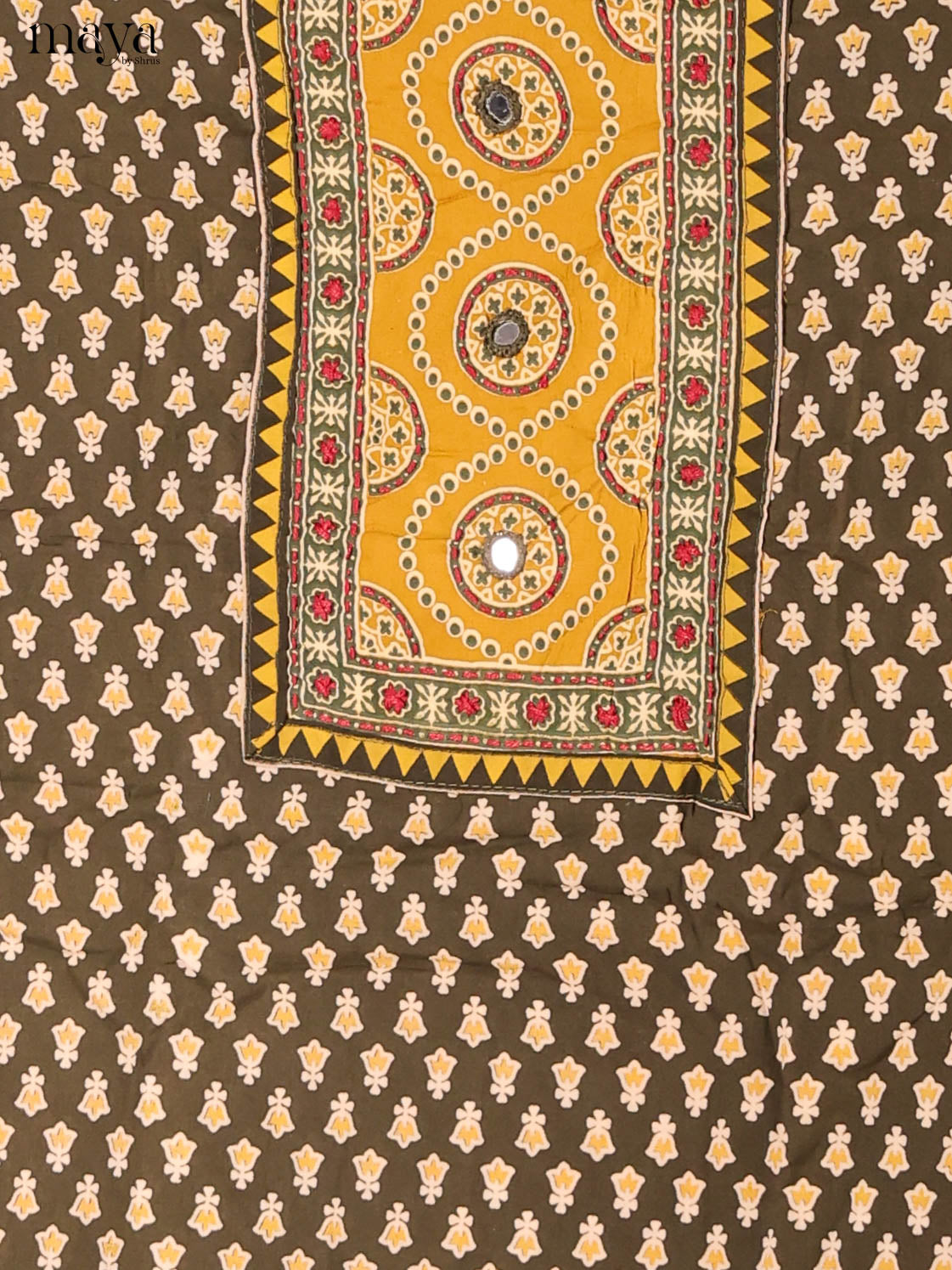 Grey Green & Mustard -Ajrakh Salwar Unstitch