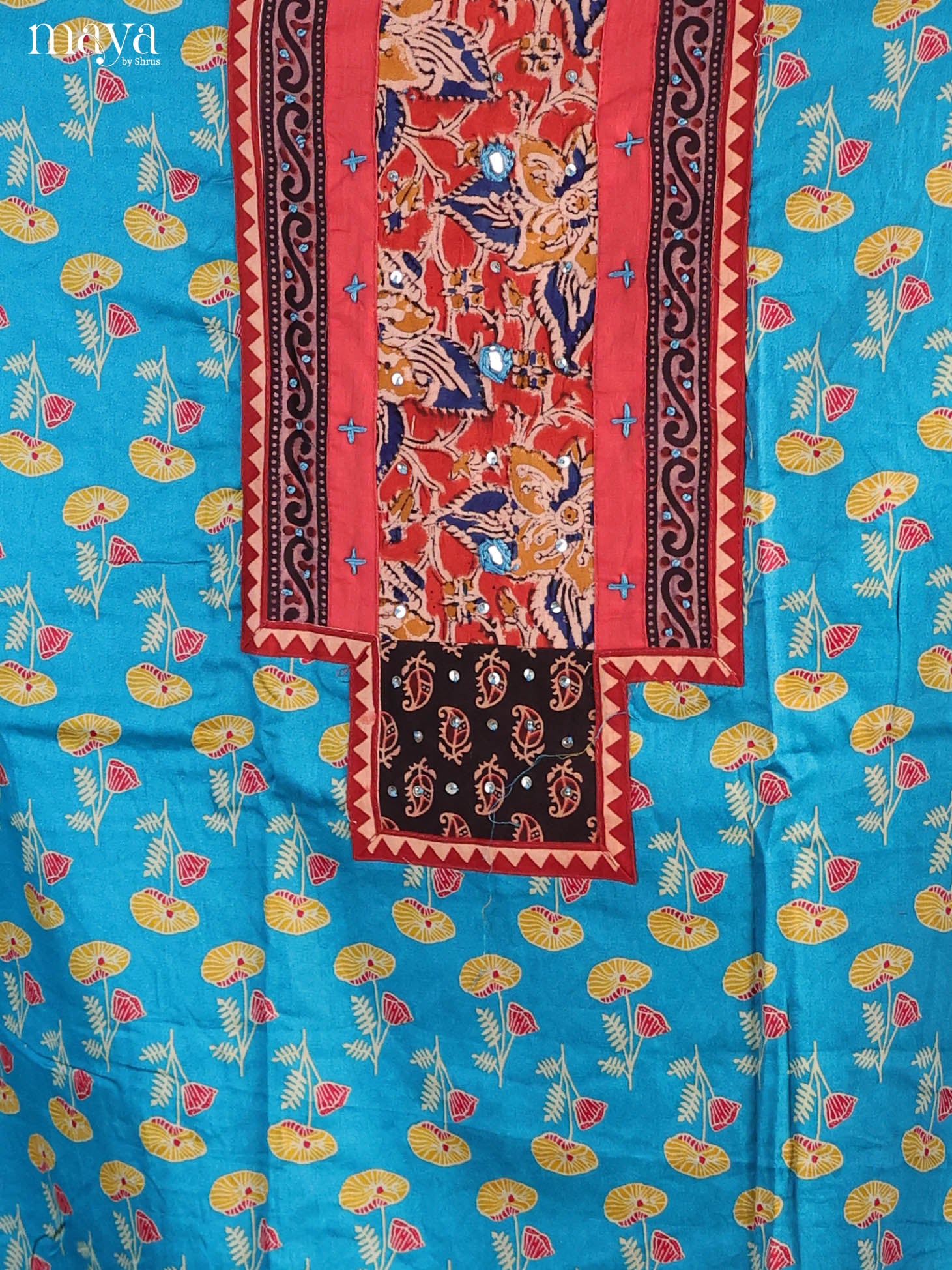 Blue & Red -Ajrakh Salwar Unstitch