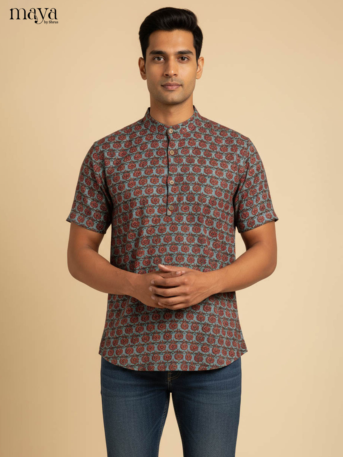 Grey-Readymade Mens Kurta