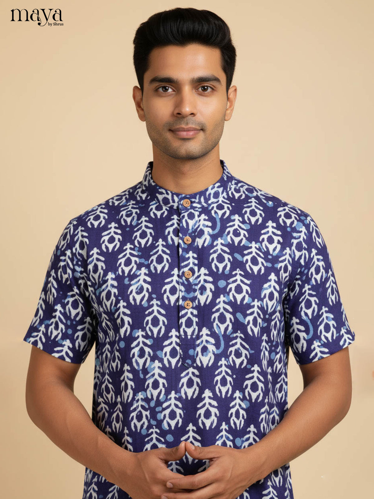 Blue-Readymade Mens Kurta