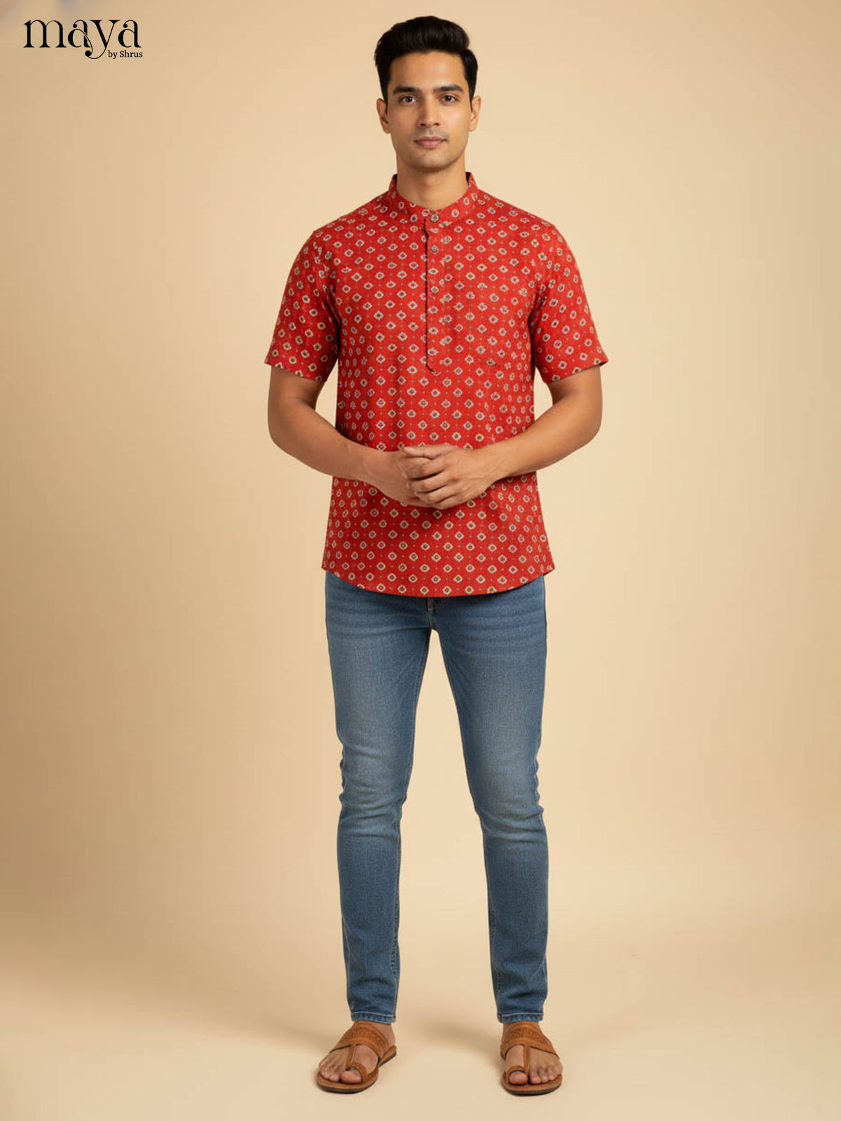 Red-Readymade Mens Kurta