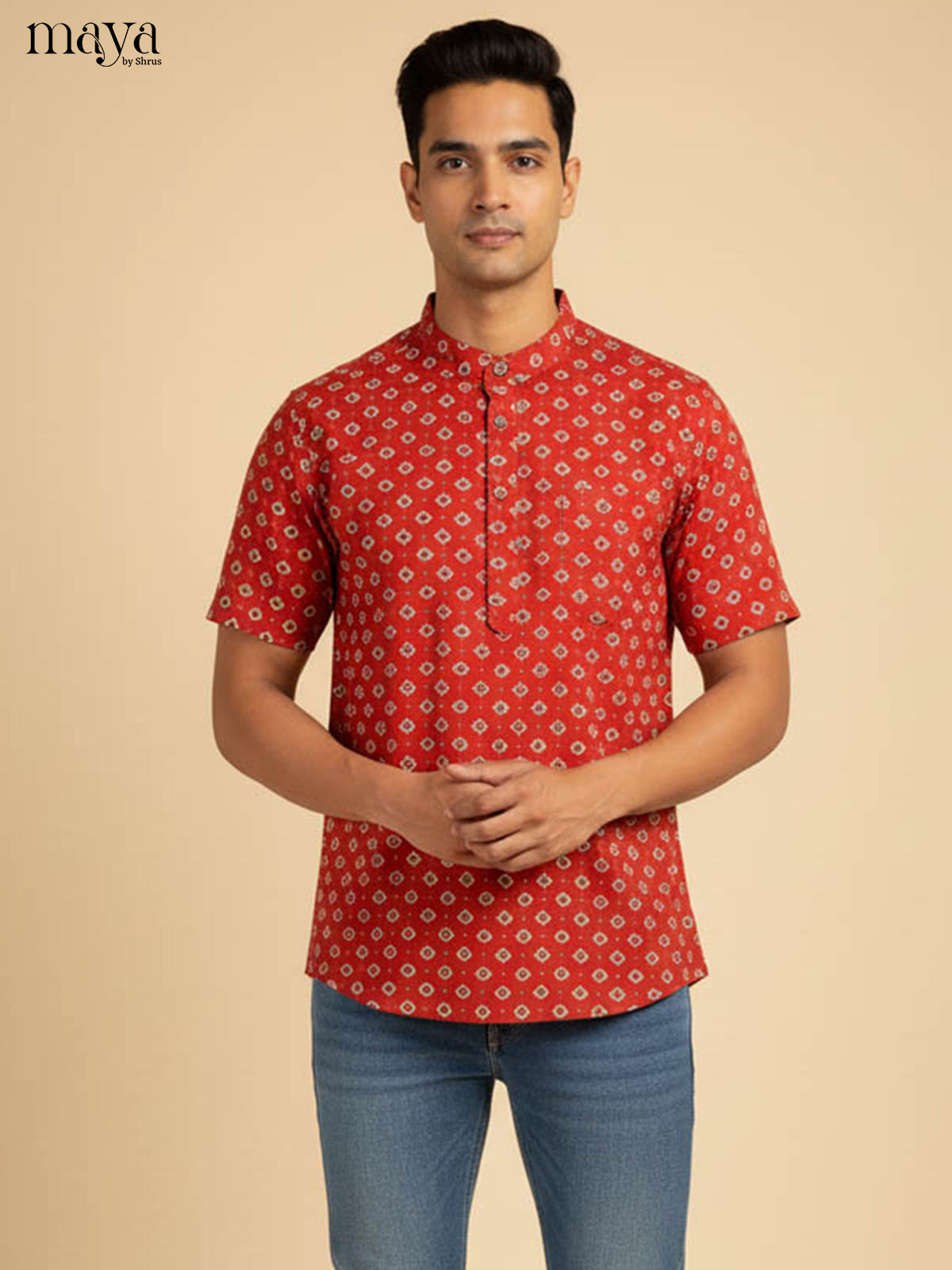 Red-Readymade Mens Kurta