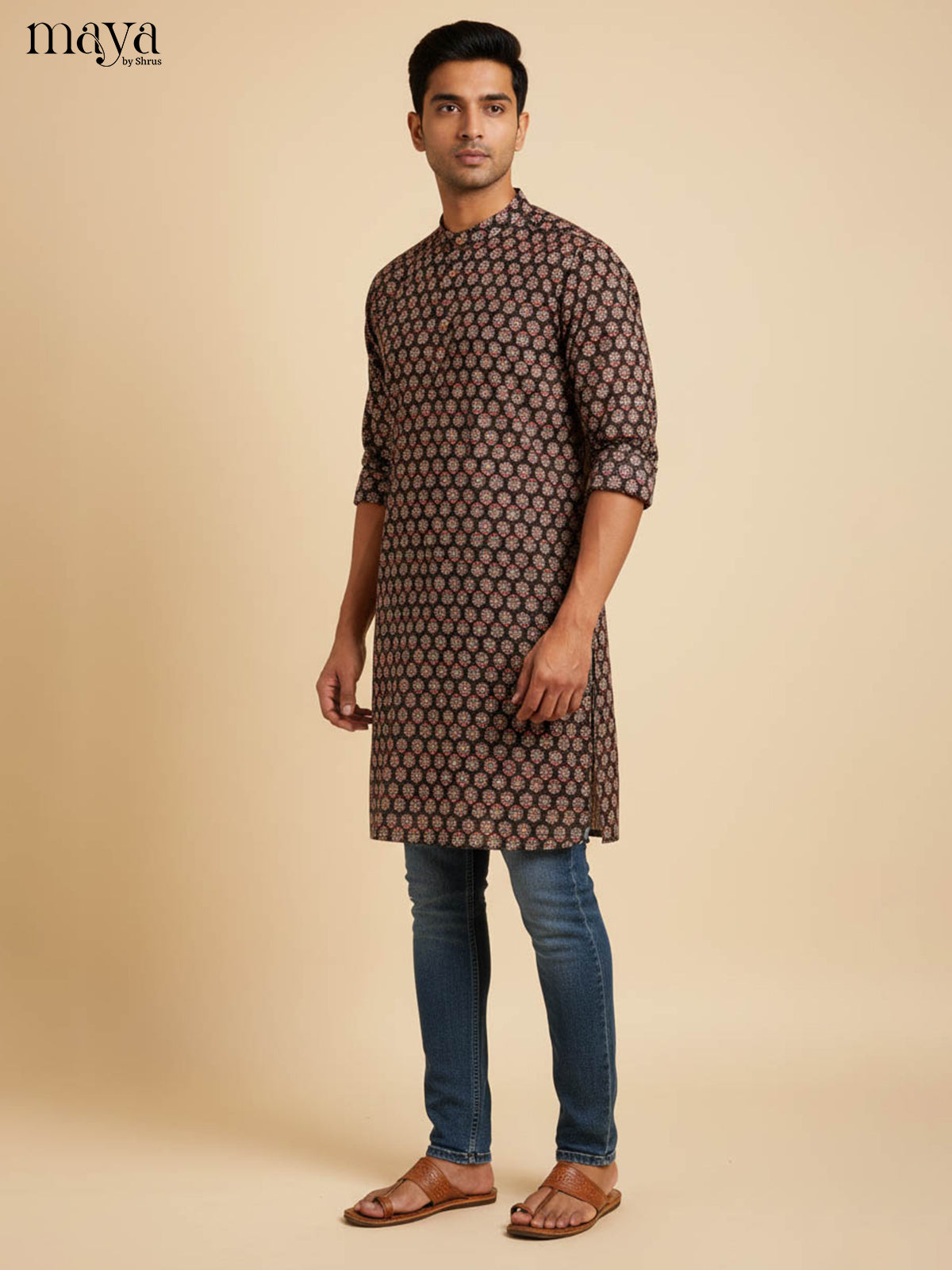 Black-Readymade Mens Kurta