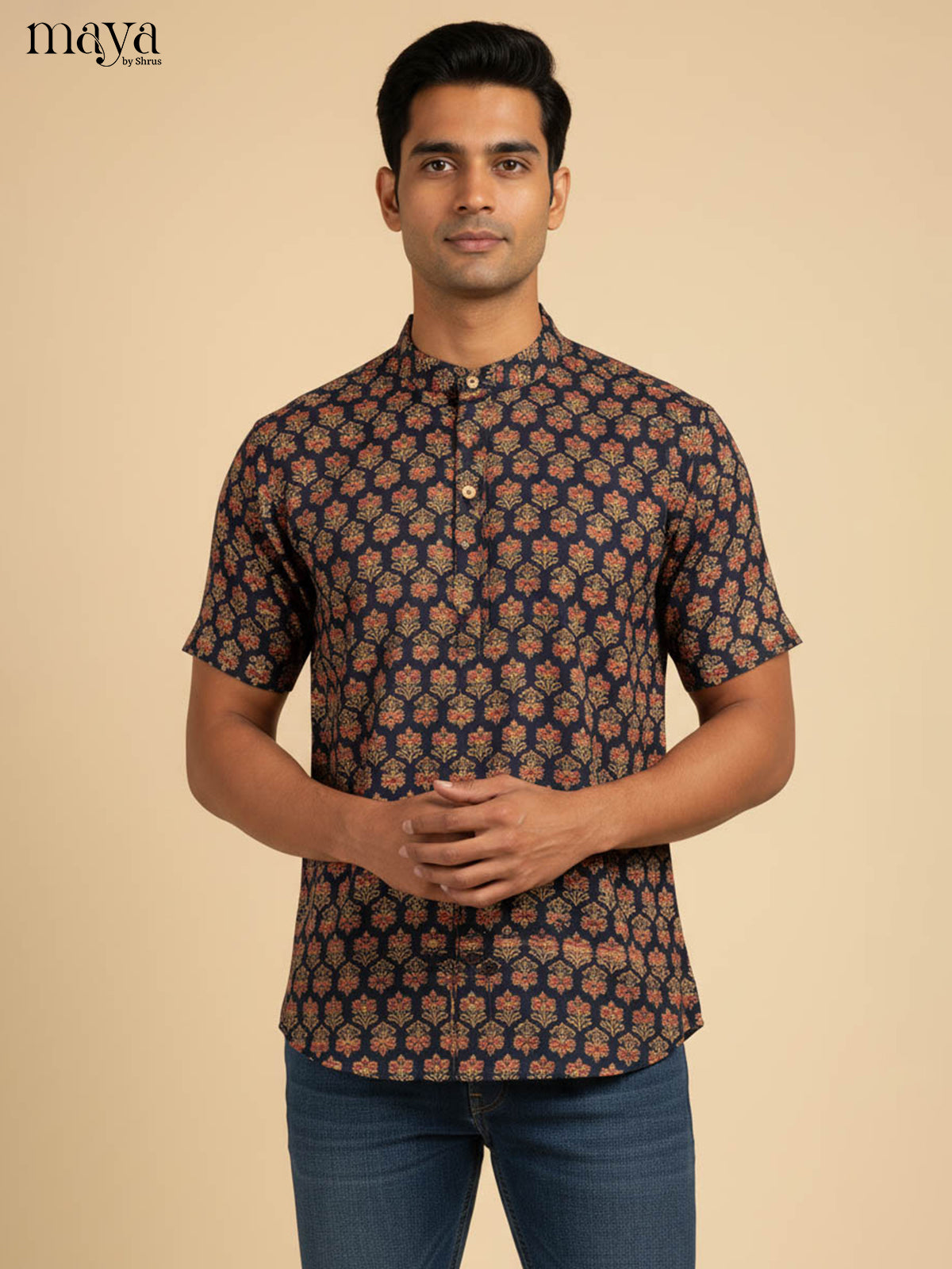 Blue-Readymade Mens Kurta