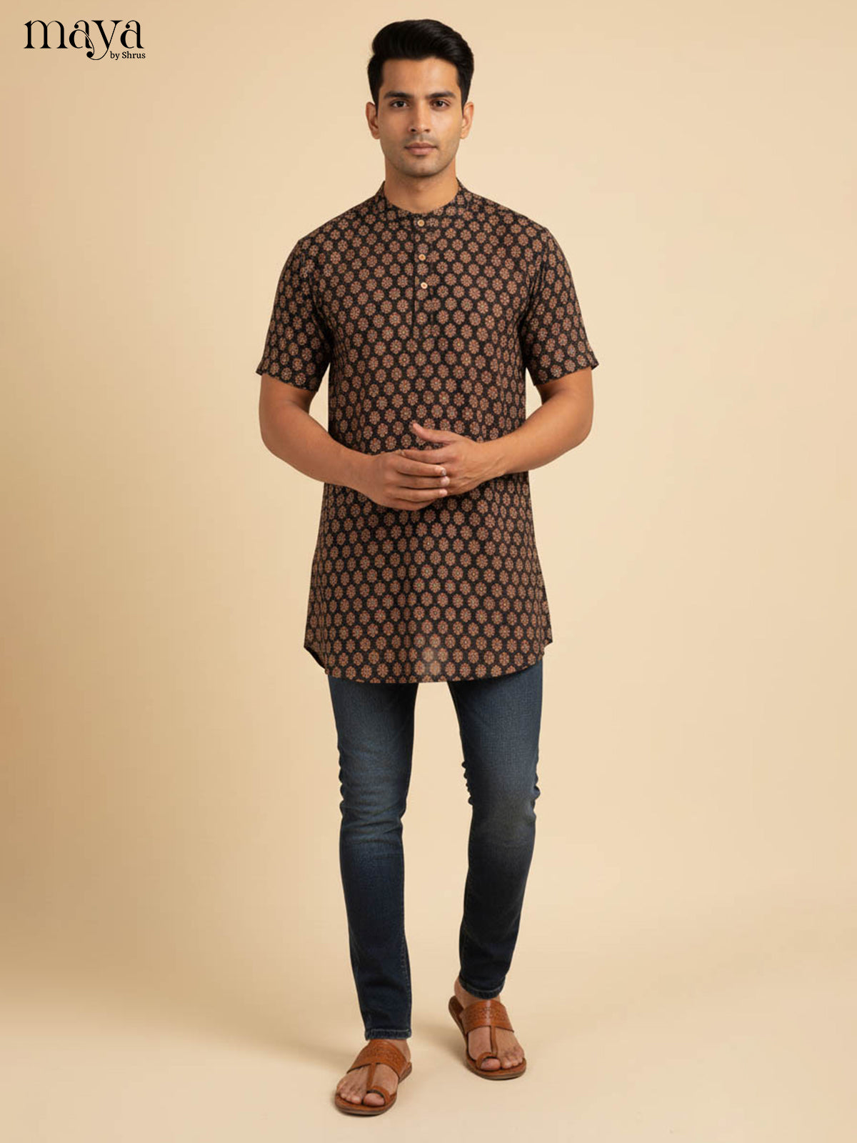 Black-Readymade Mens Kurta