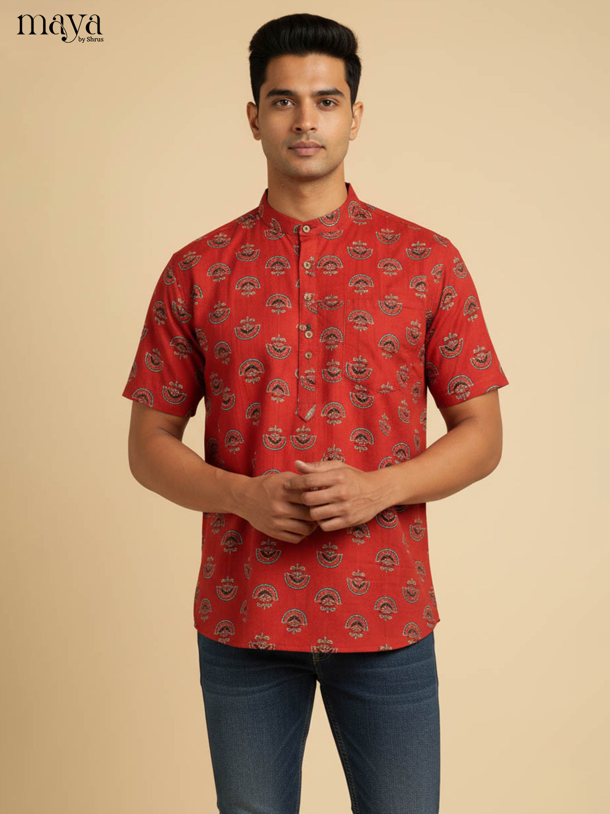 Red-Readymade Mens Kurta