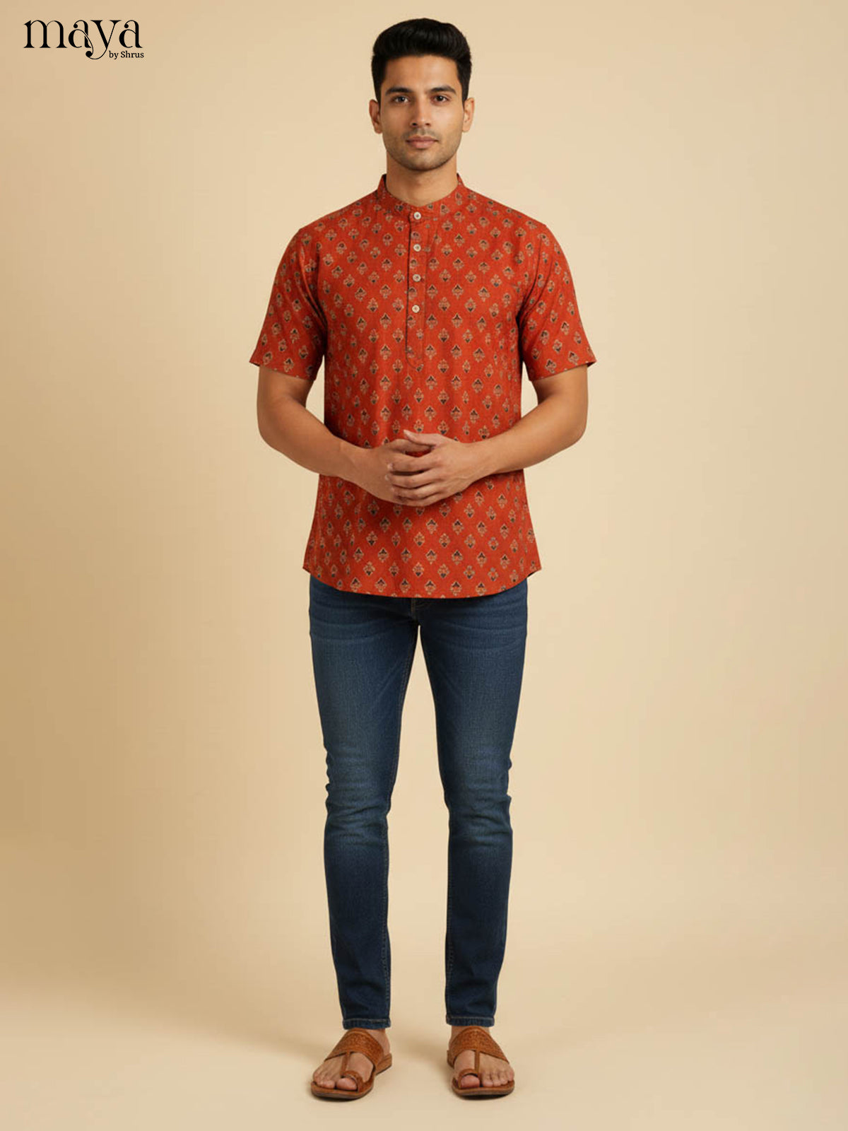 Red-Readymade Mens Kurta