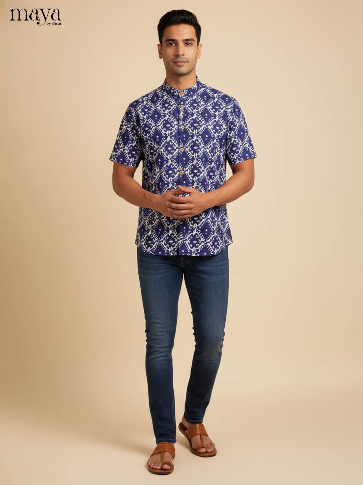 Blue-Readymade Mens Kurta