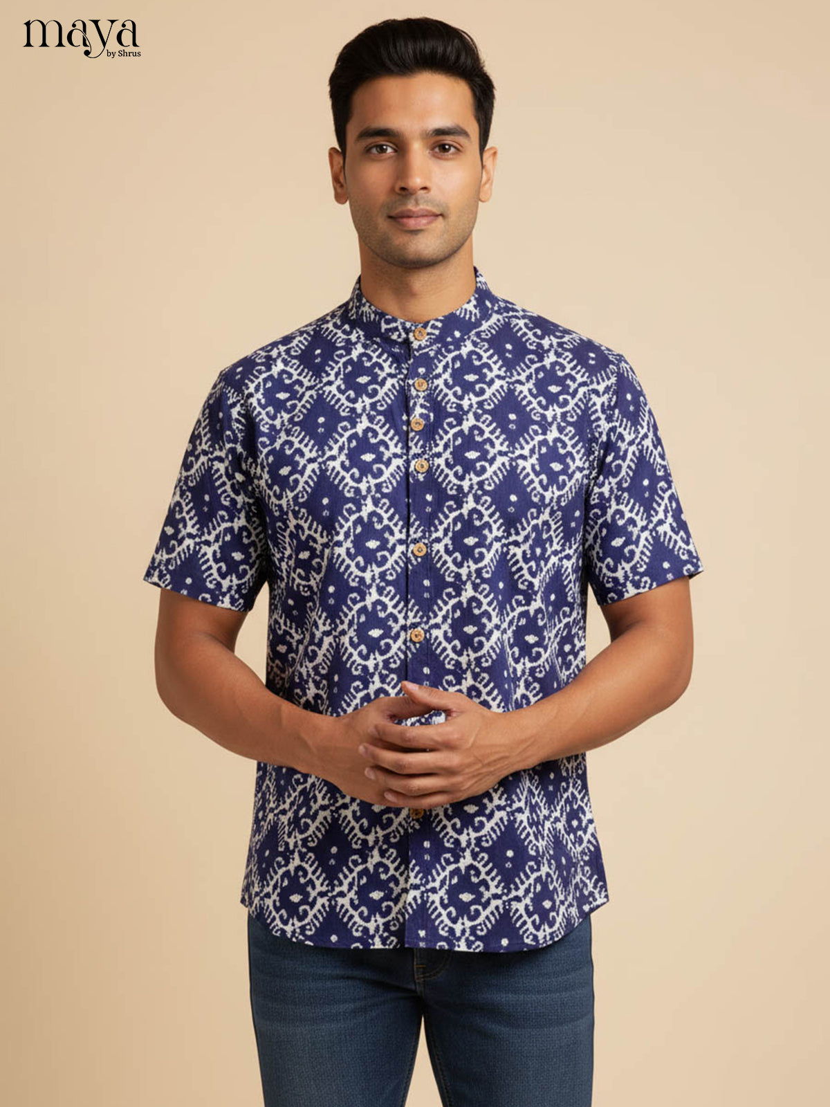 Blue-Readymade Mens Kurta