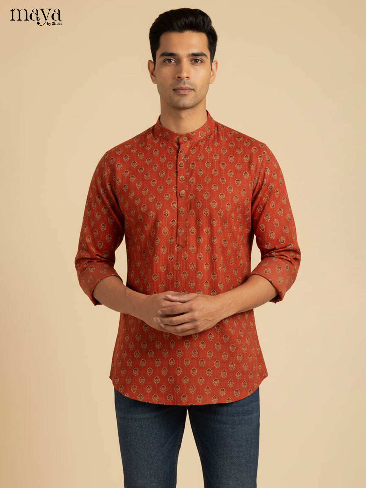 Red-Readymade Mens Kurta