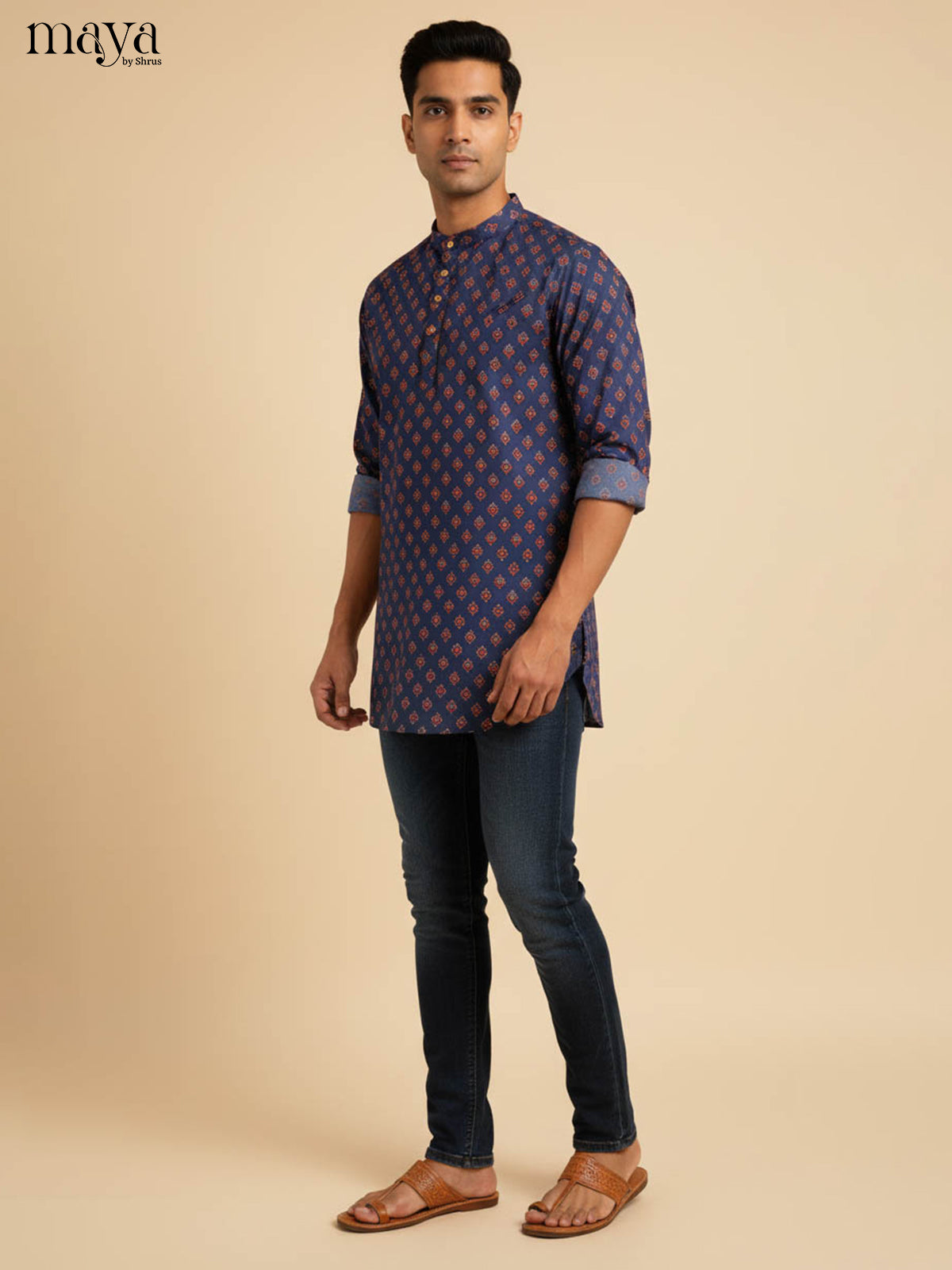 Blue-Readymade Mens Kurta