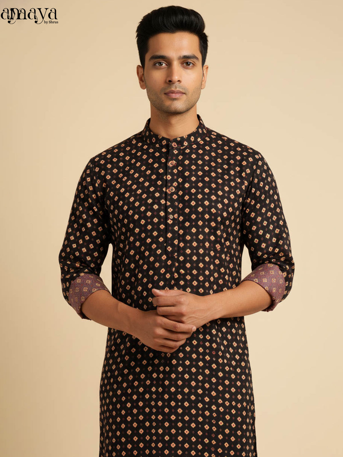Black -Readymade Mens Kurta