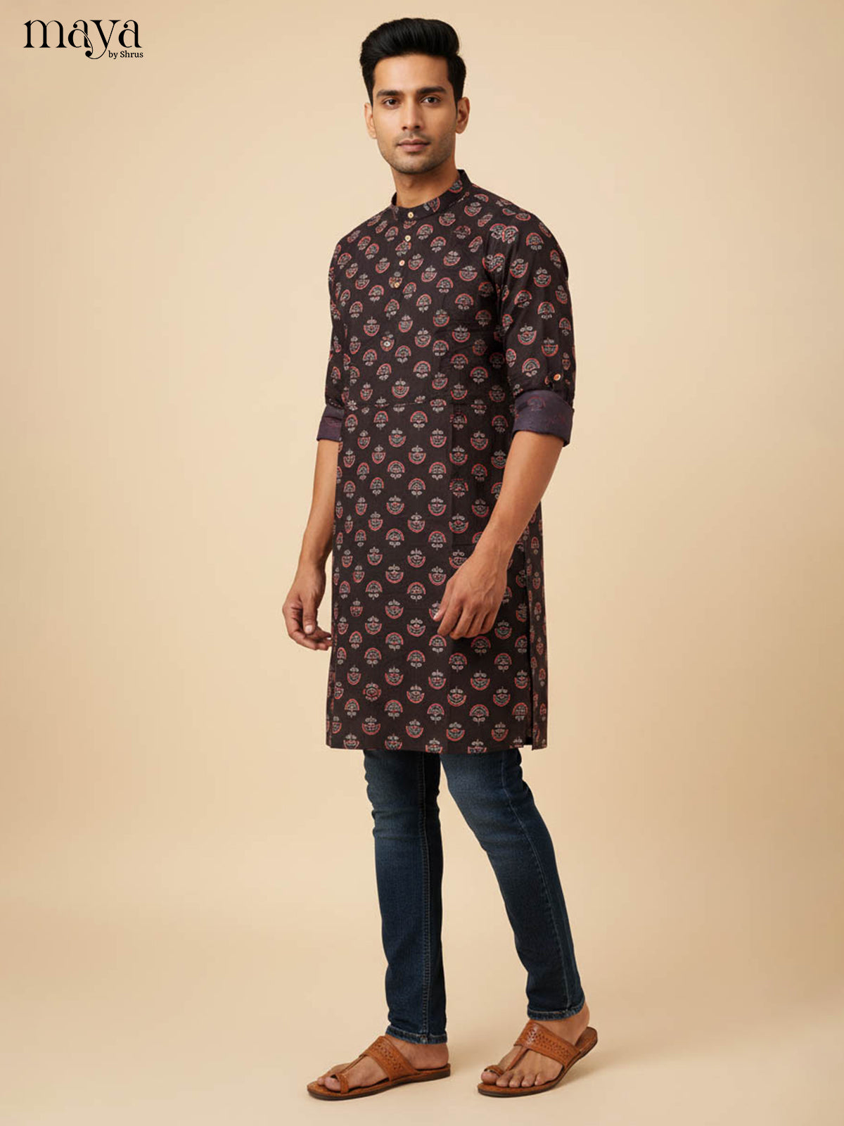 Black-Readymade Mens Kurta