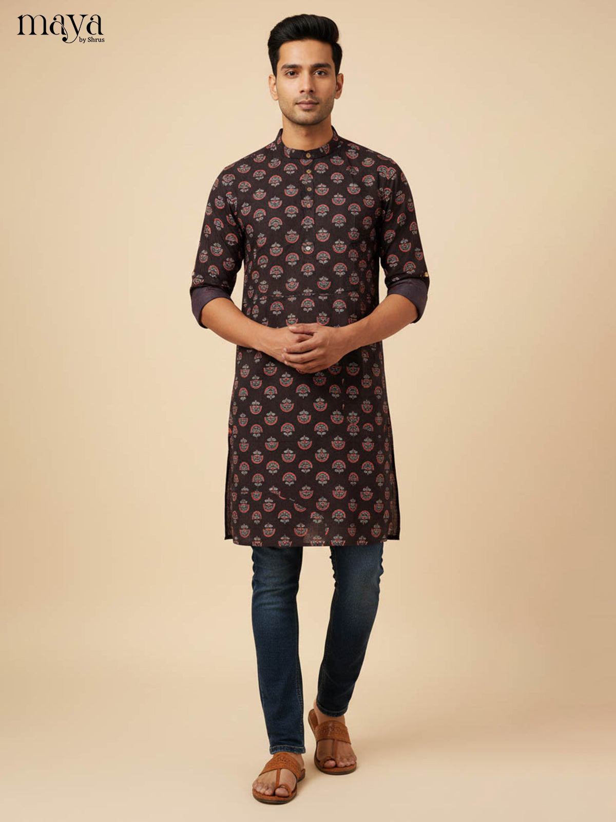 Black-Readymade Mens Kurta