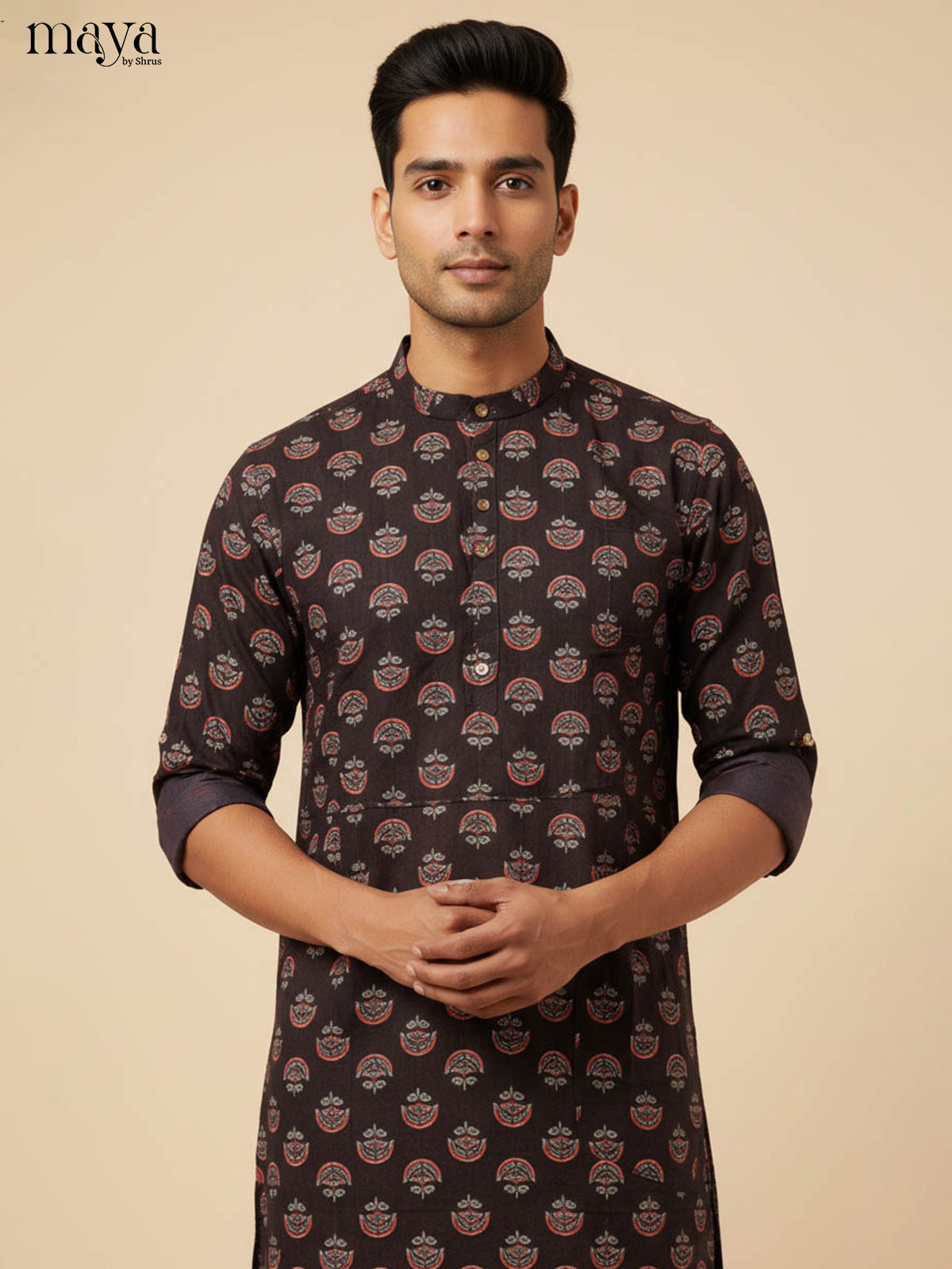 Black-Readymade Mens Kurta