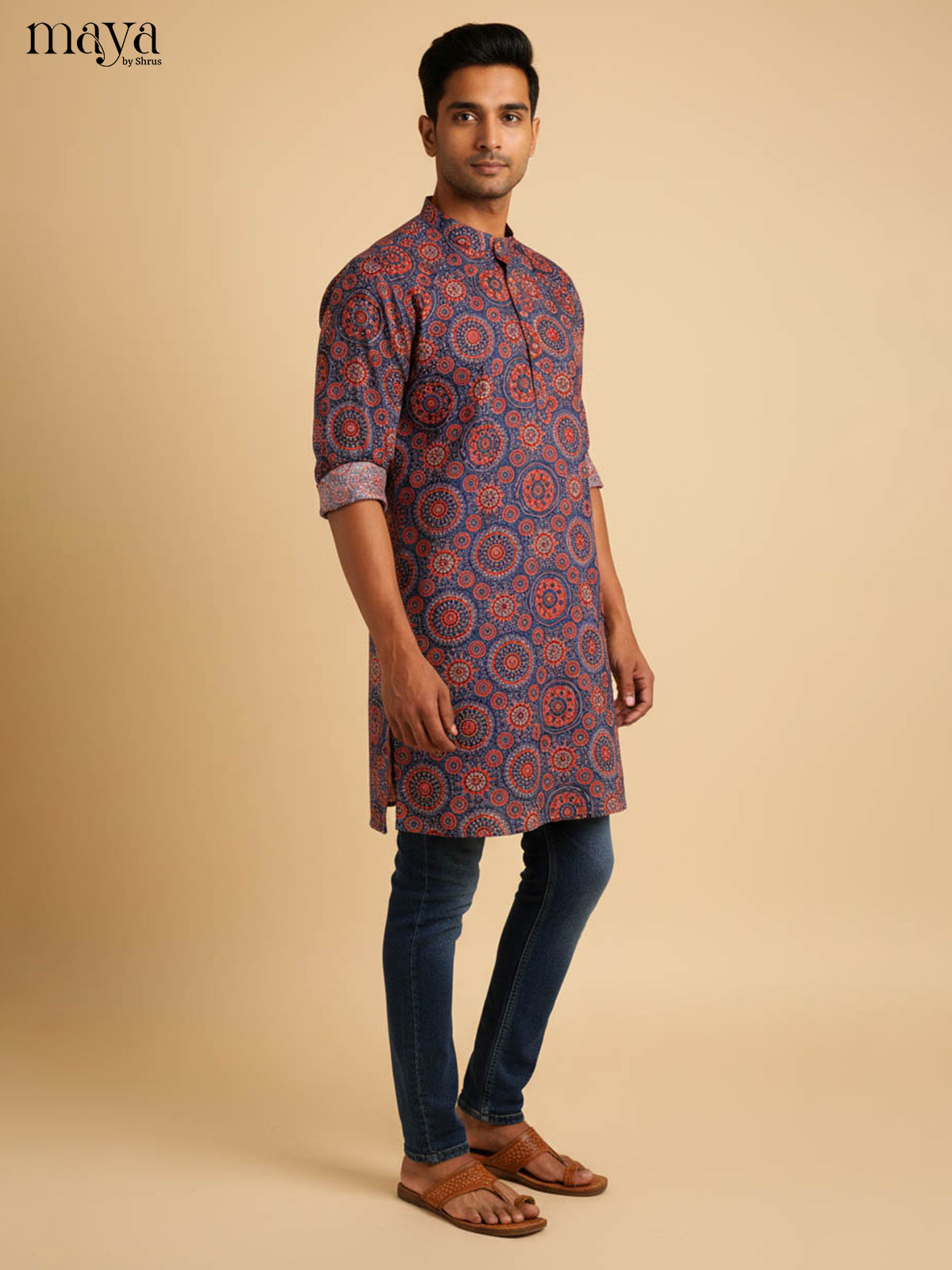 Blue-Readymade Mens Kurta