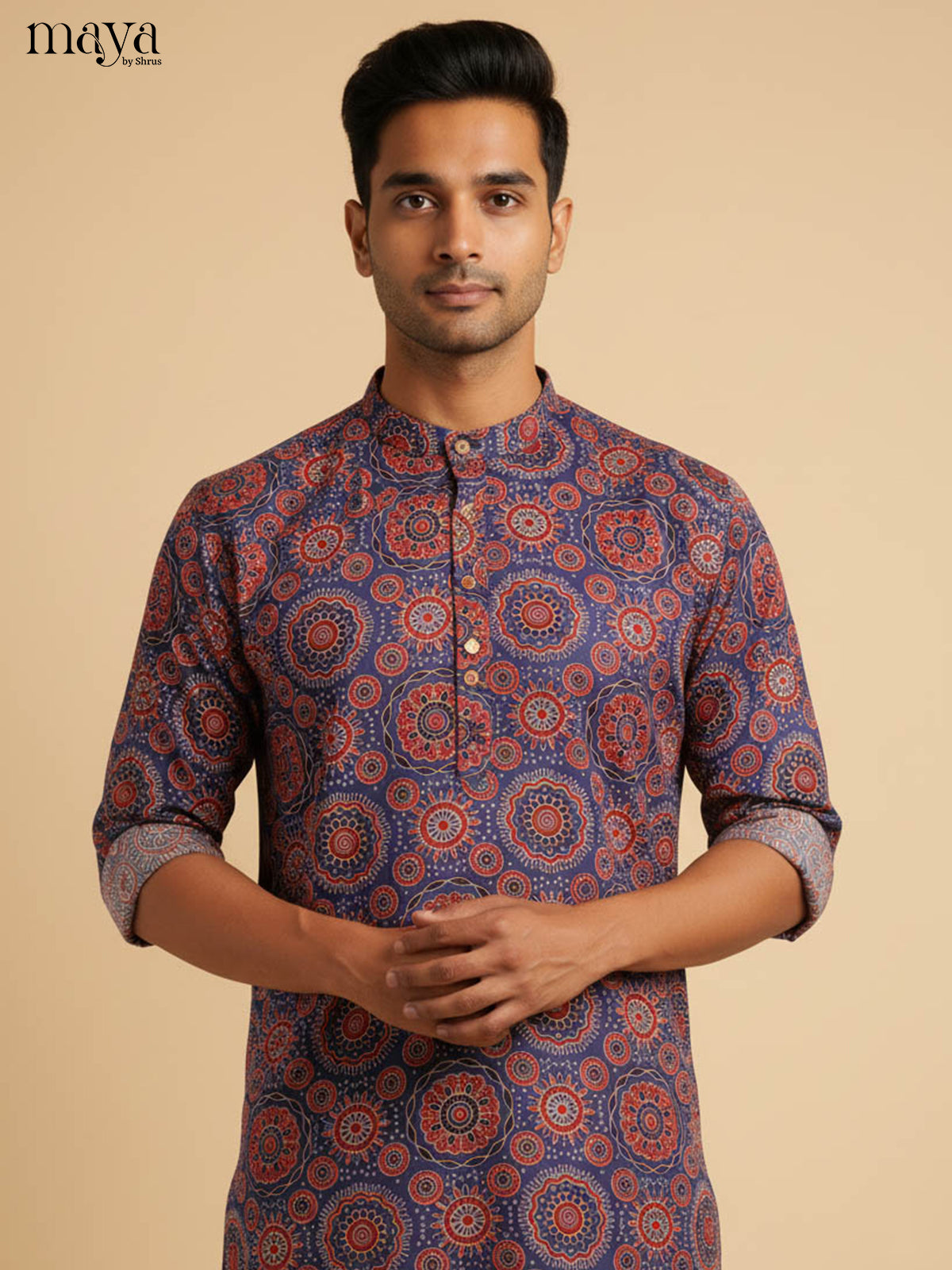 Blue-Readymade Mens Kurta